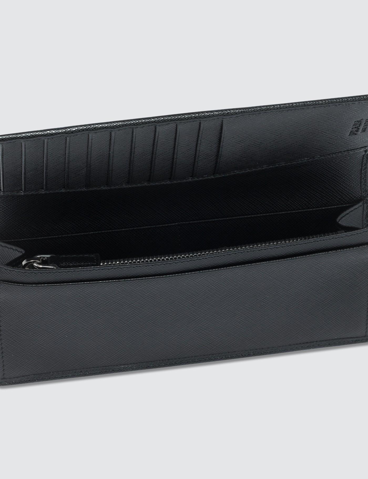 Prada Leather Vertical Wallet in Black for Men Lyst