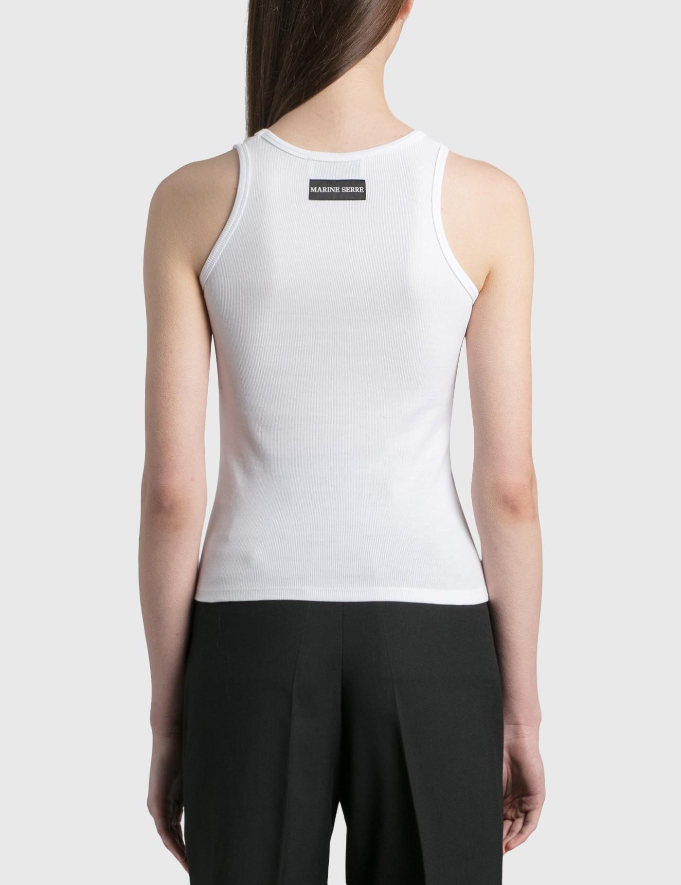 Marine Serre Ribbed Cotton Branded Tank Top in White - Lyst
