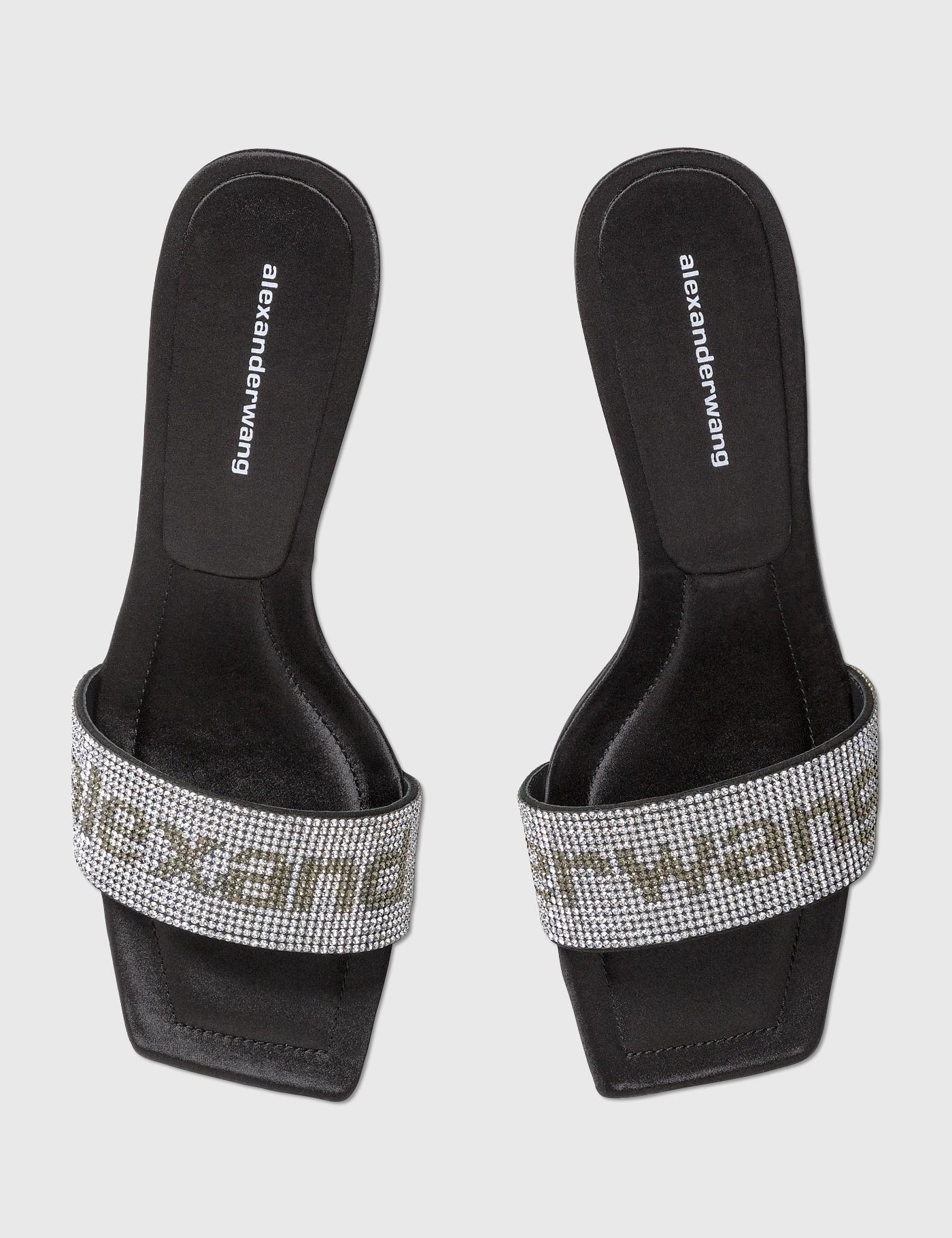 Alexander Wang Satin Jessie Crystal Slide in Black - Lyst