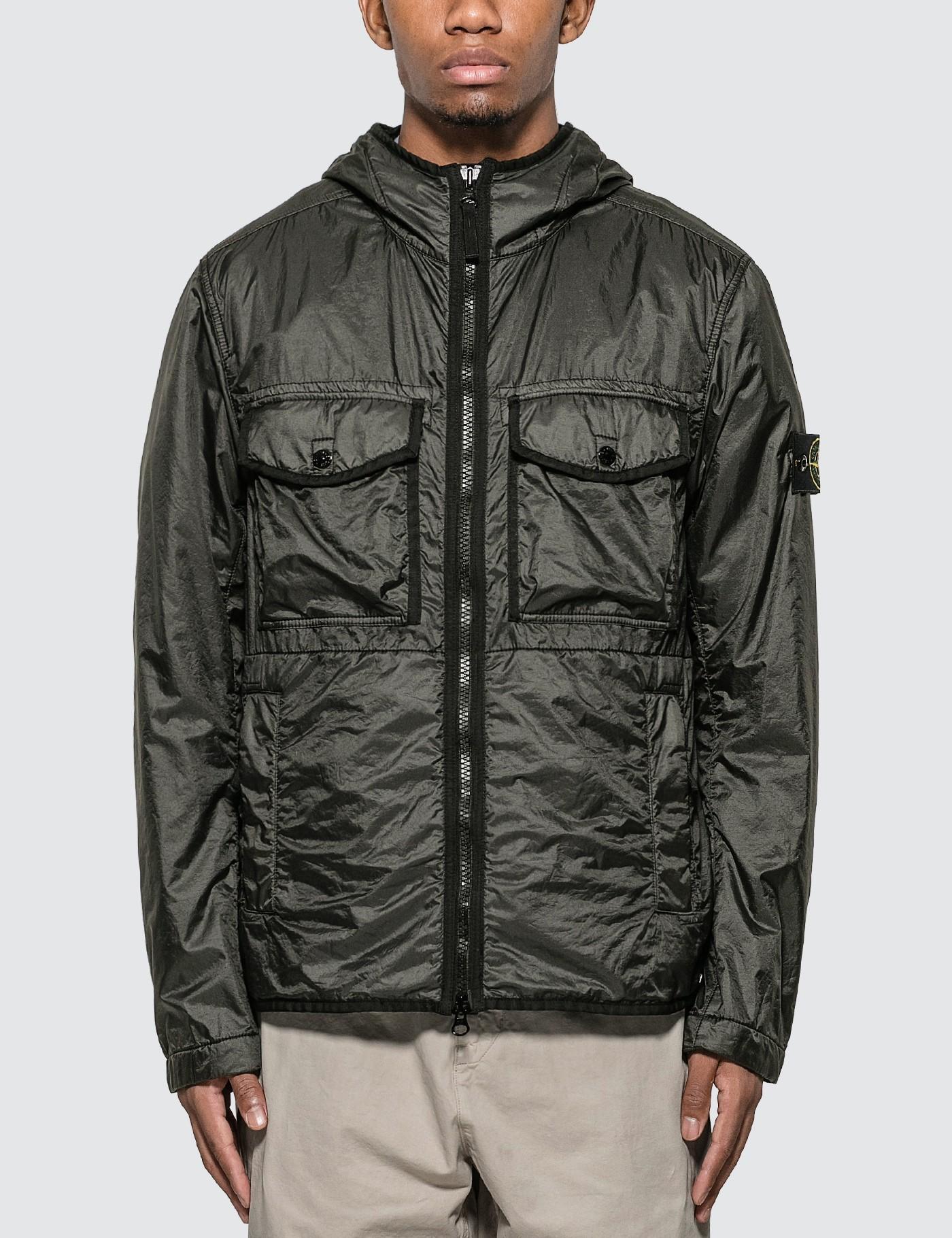 Stone Island Synthetic Light Zip Jacket With Visible Pockets in Black