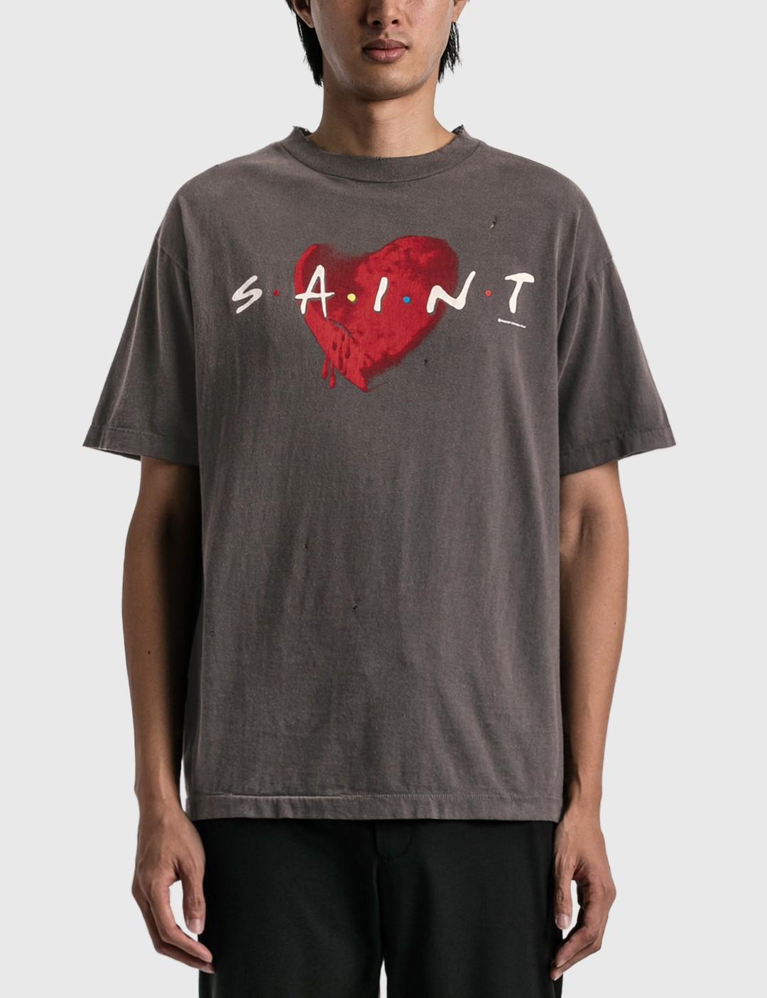 Saint Michael Heart Short Sleeve T-shirt in Gray for Men | Lyst