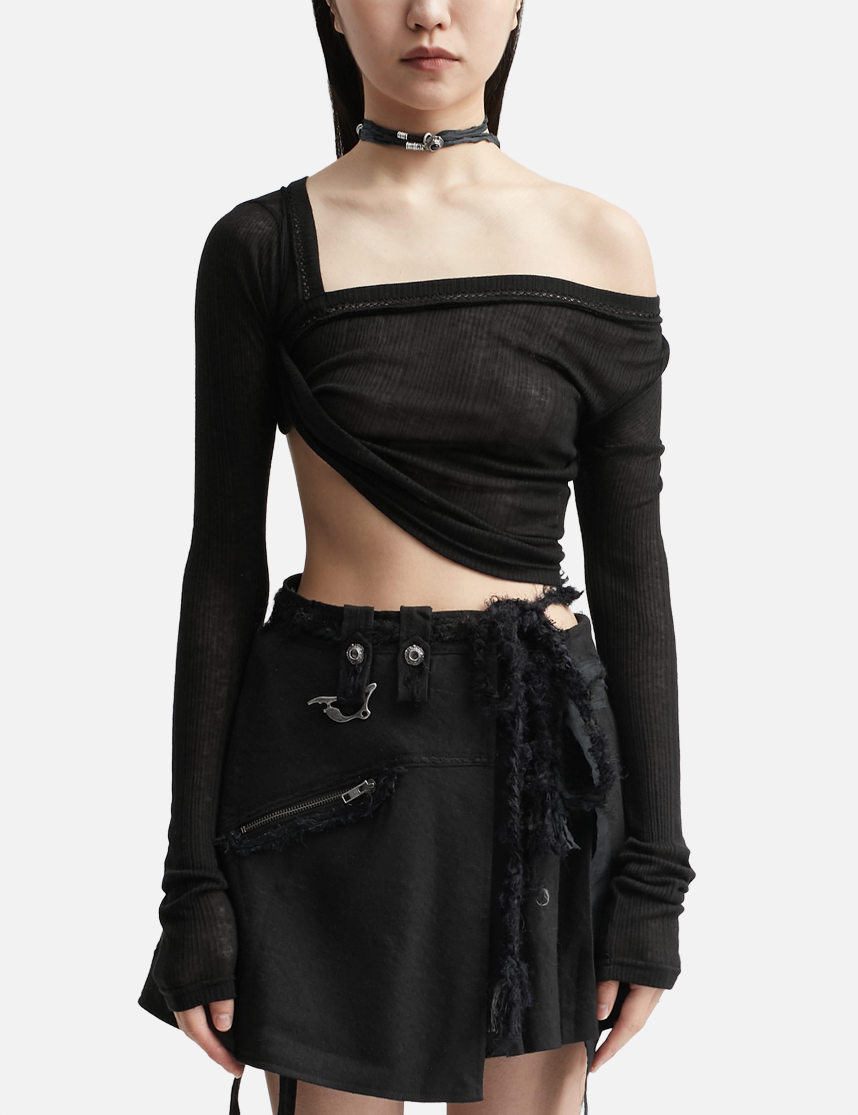 Hyein Seo Twisted Long Sleeve Top in Black | Lyst