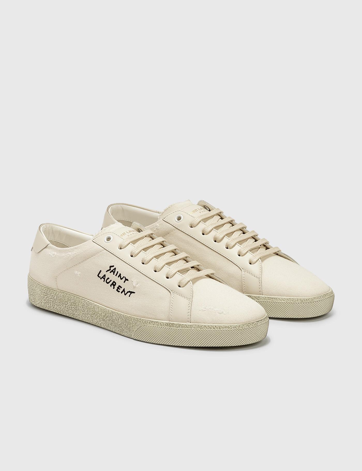Saint Laurent Canvas Court Classic Sl/06 Embroidered Sneaker in White ...