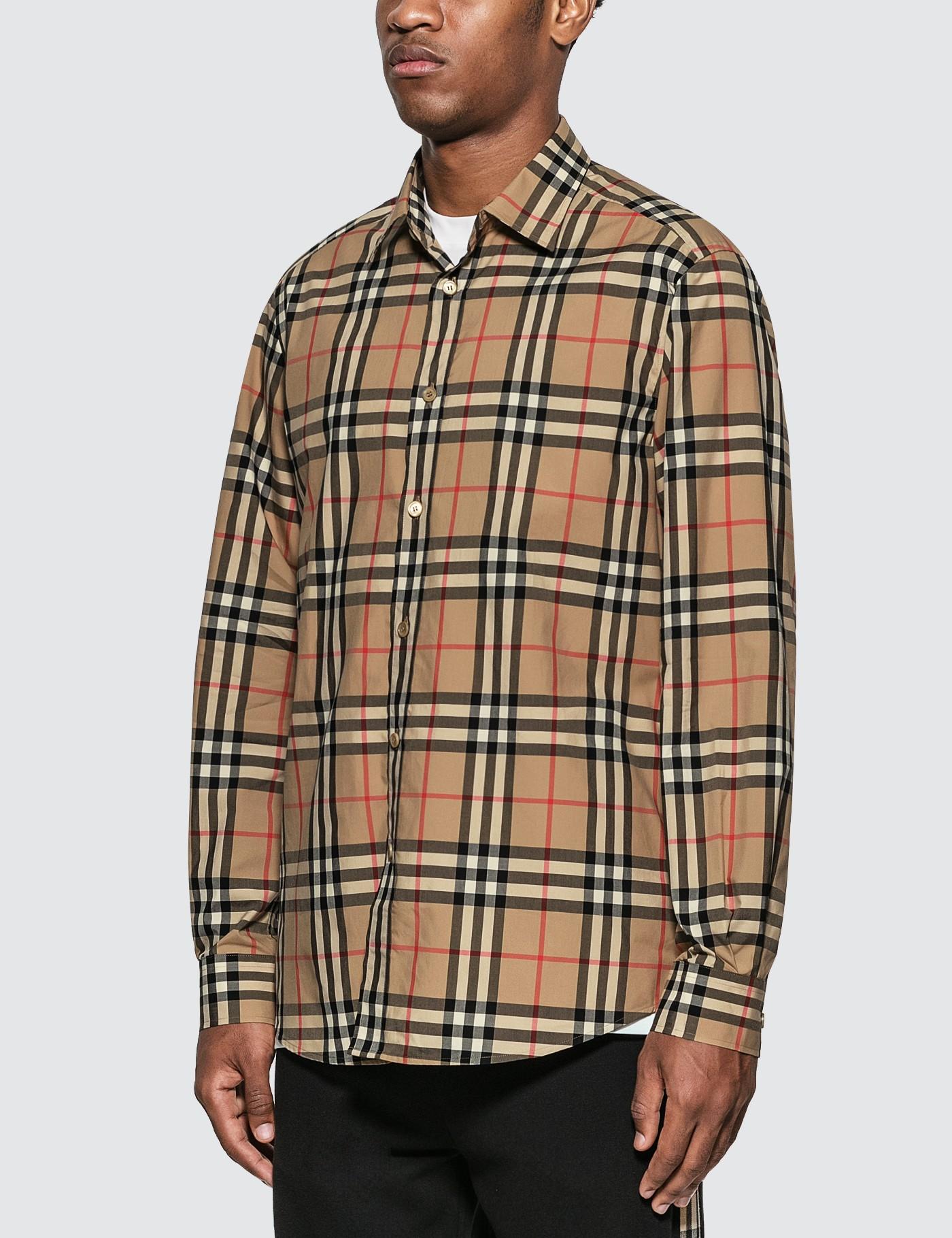 Burberry Vintage Check Cotton Flannel Shirt in Natural for Men | Lyst