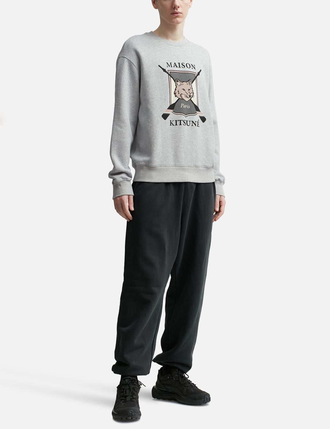 Maison Kitsuné College Fox Printed Comfort Sweatshirt in Grey for