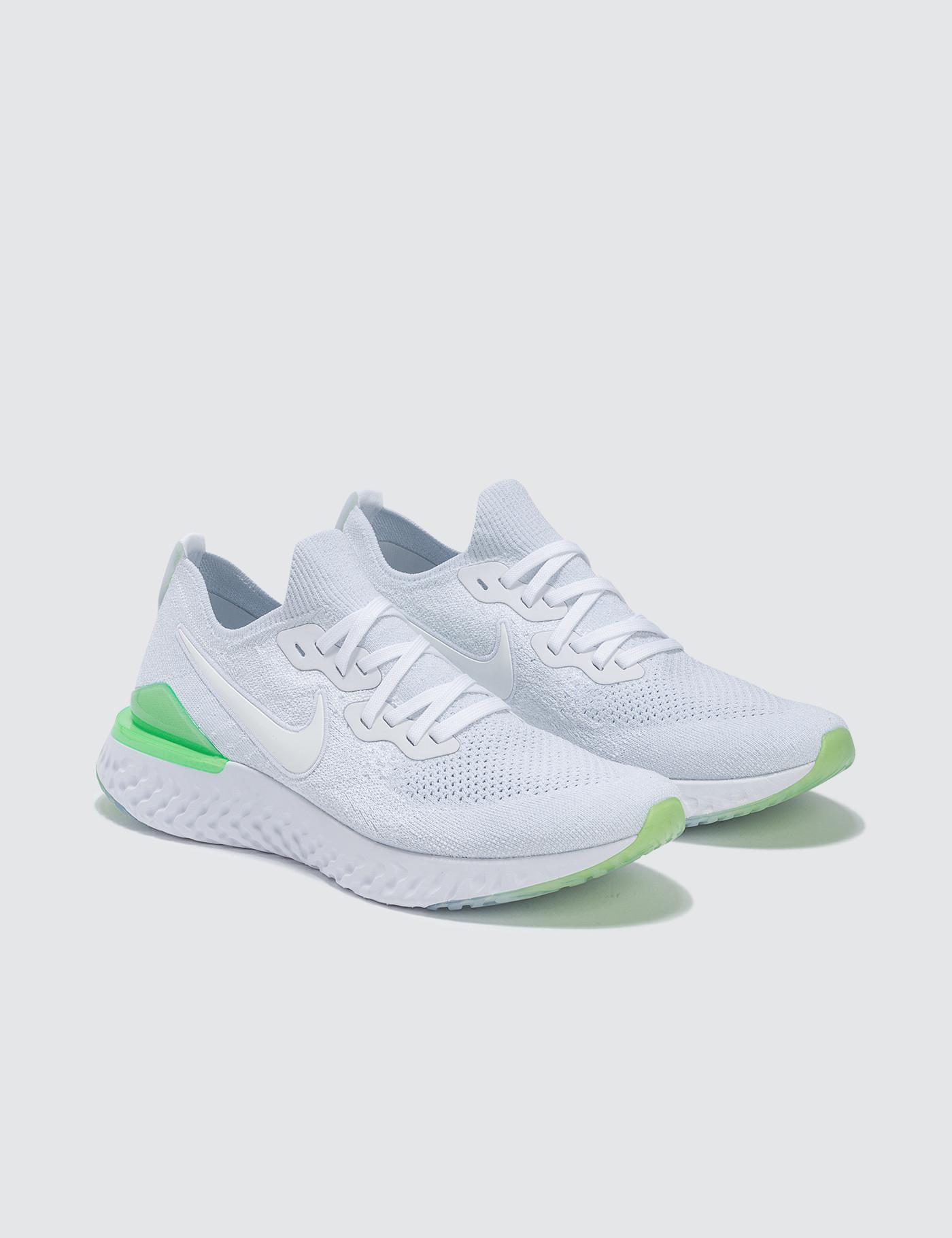 epic react flyknit 2 white green