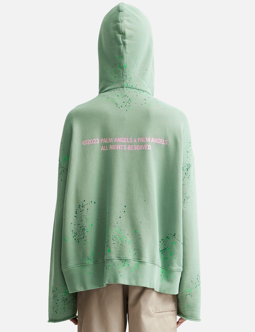 Palm Angels Palm Tree Paint Hoodie in Green for Men | Lyst