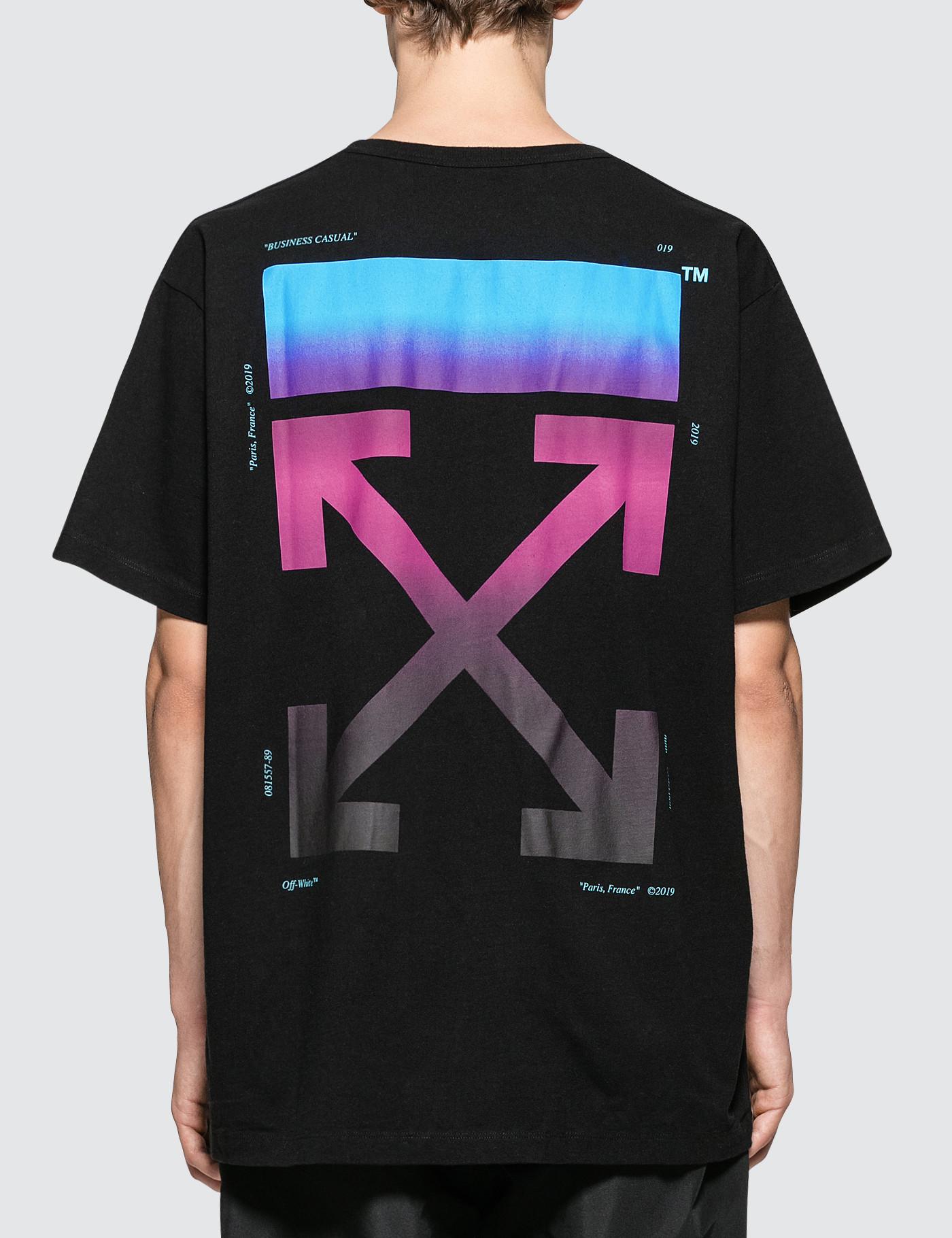 off white shirt black and blue