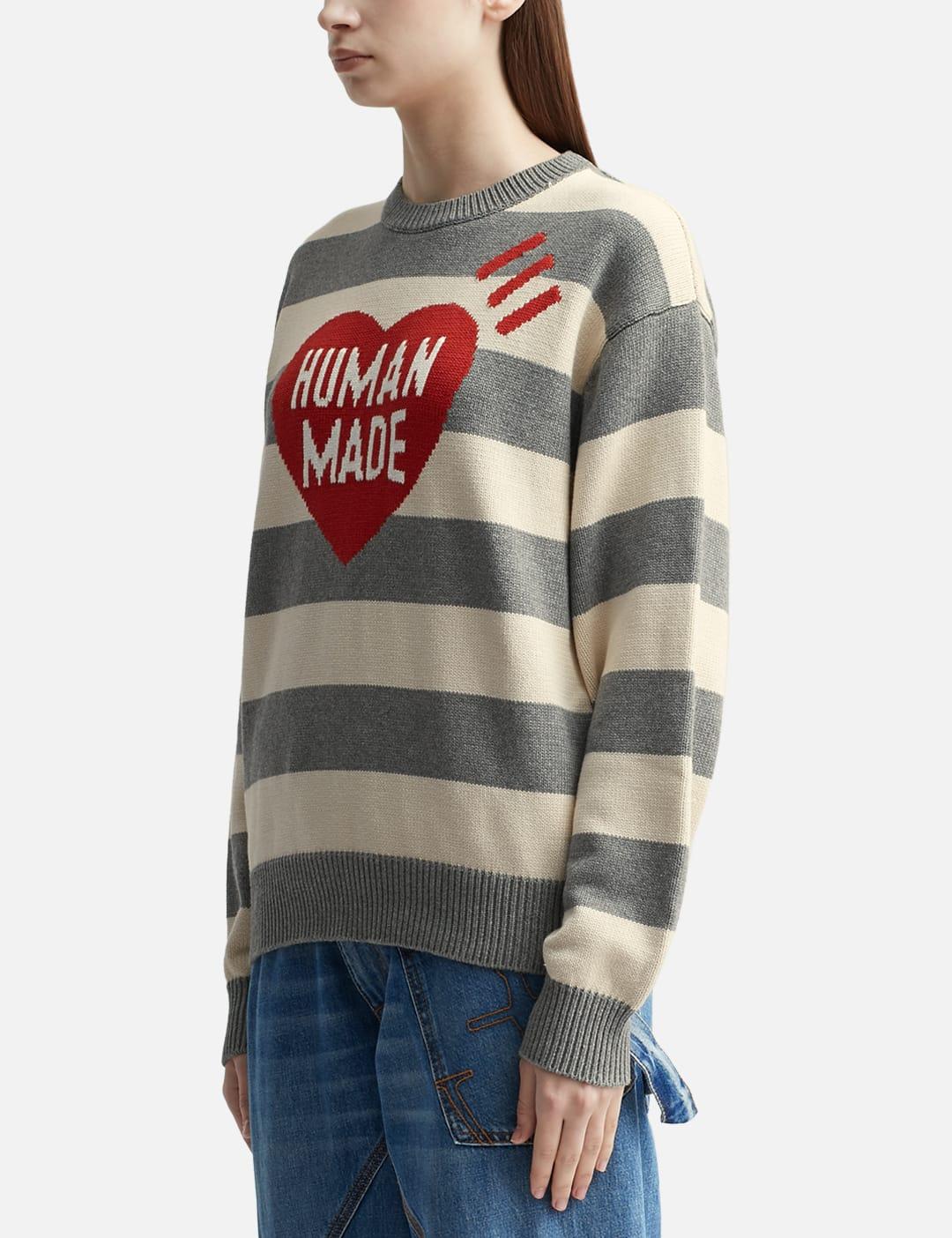 Human Made Striped Heart Knit Sweater in Grey | Lyst Canada