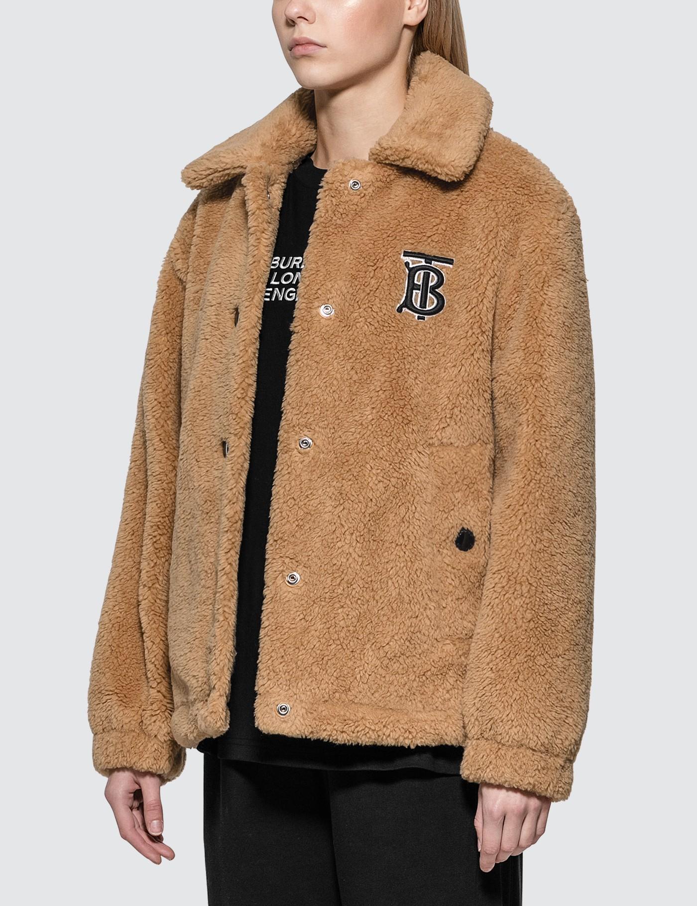 burberry monogram motif fleece jacket