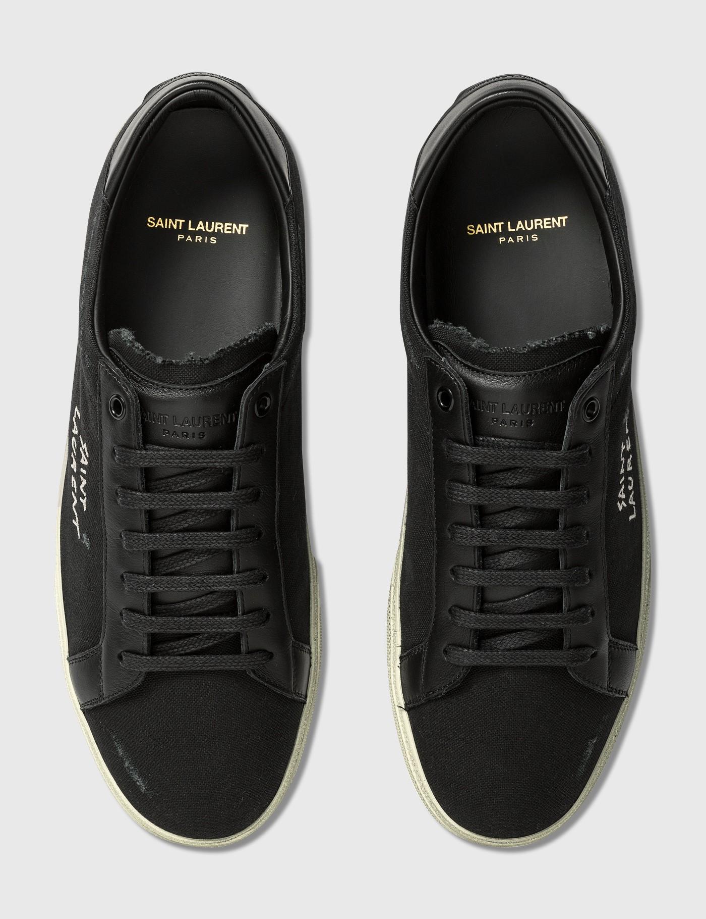 Saint Laurent Canvas Court Classic Sl/06 Embroidered Sneaker in Black ...