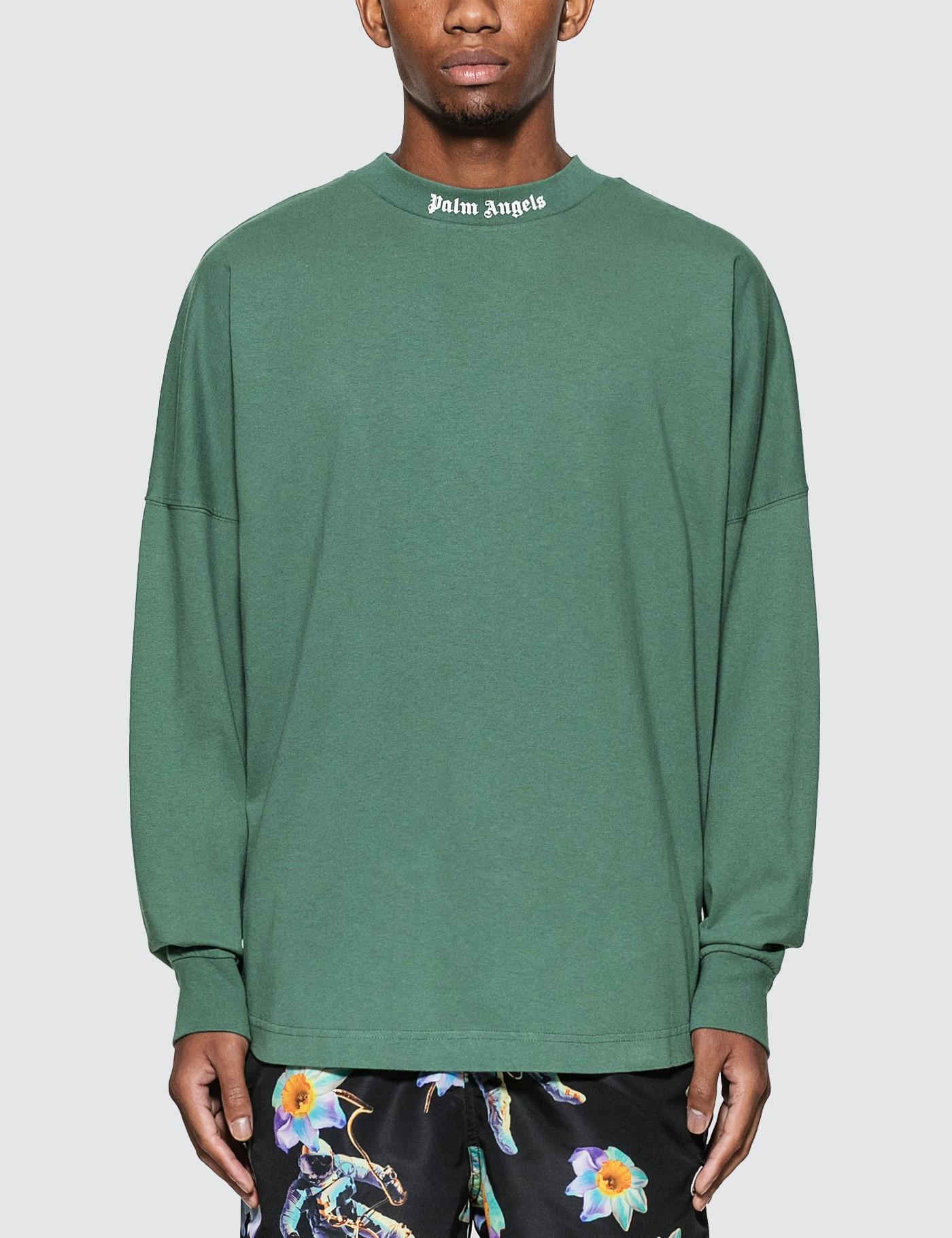 Palm Angels Classic Logo Over Long Sleeve T-shirt in Green for Men - Lyst