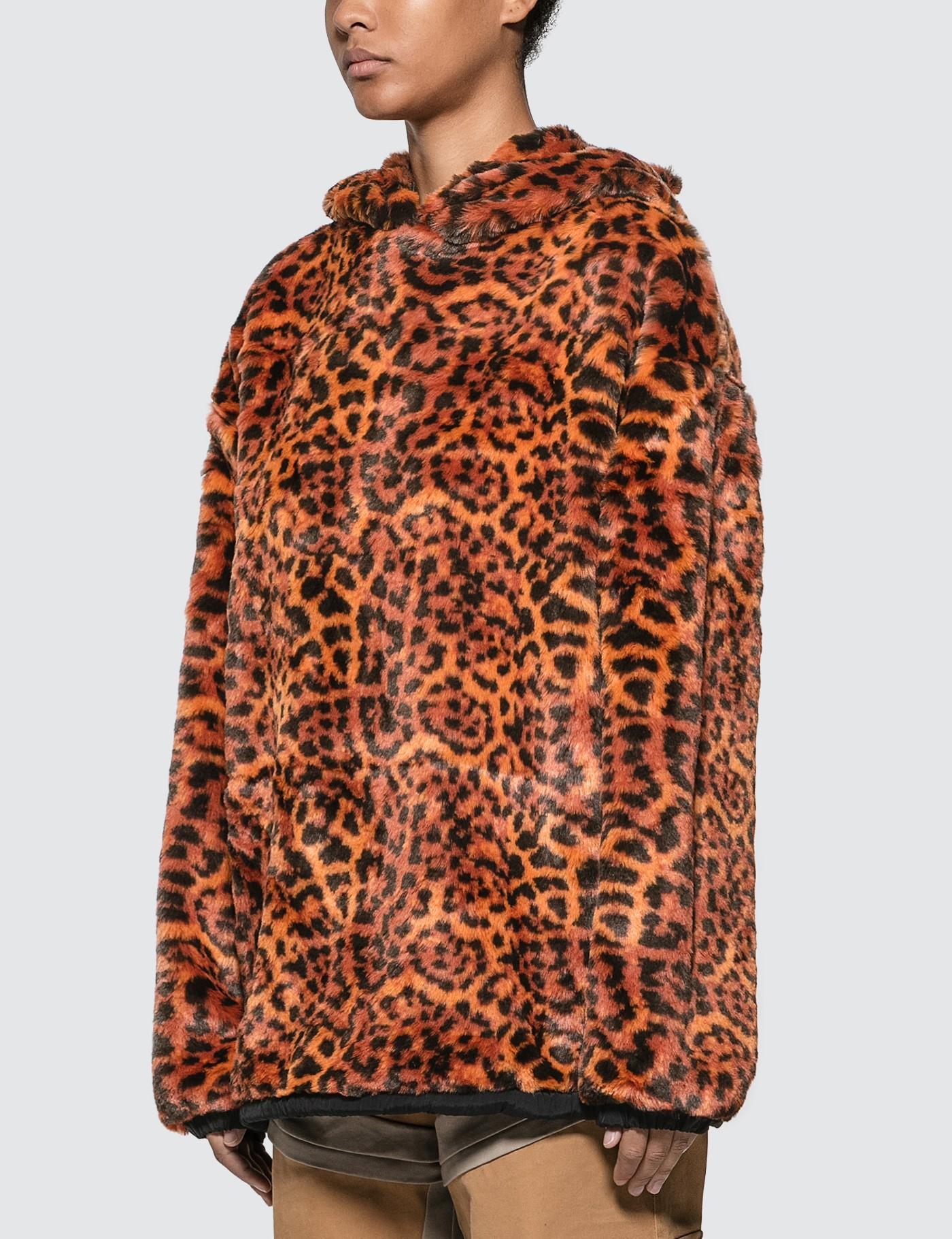 Aries Leopardprint Fauxfur Hooded Sweatshirt in Brown Lyst