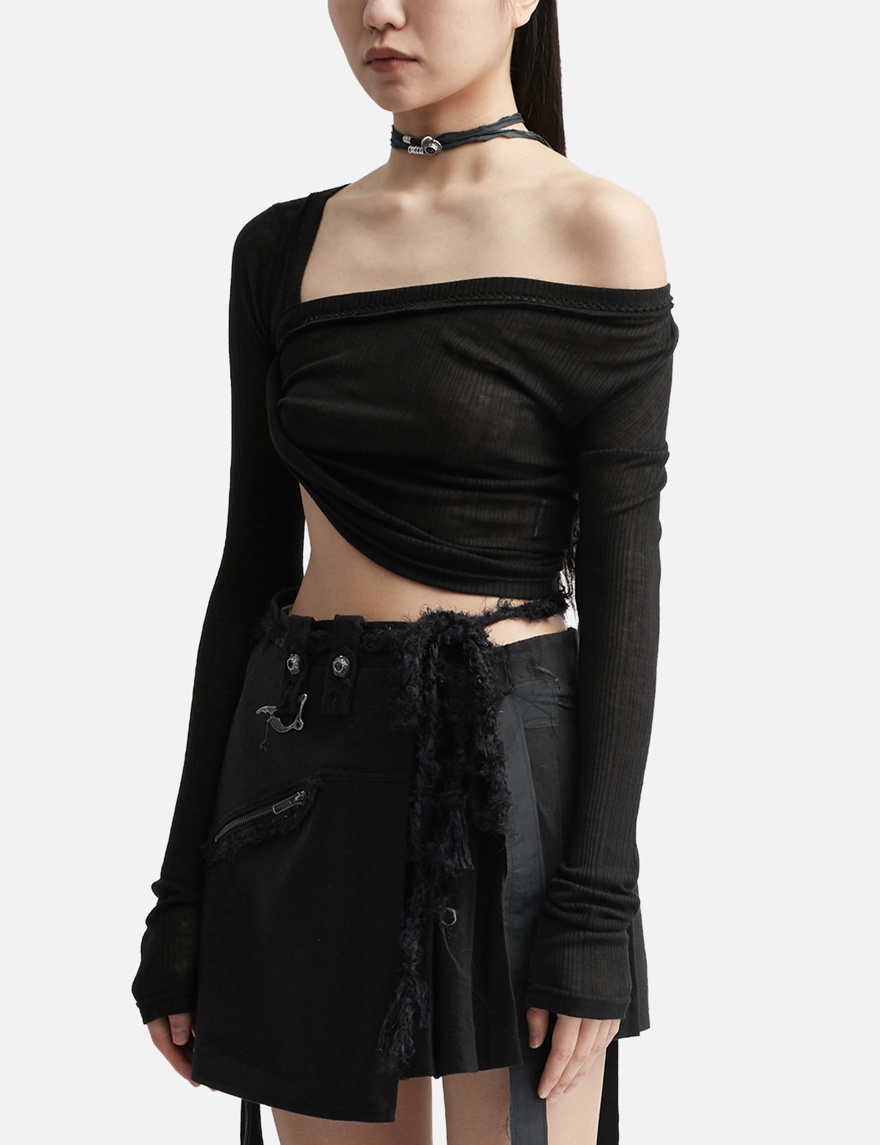 Hyein Seo Twisted Long Sleeve Top in Black | Lyst