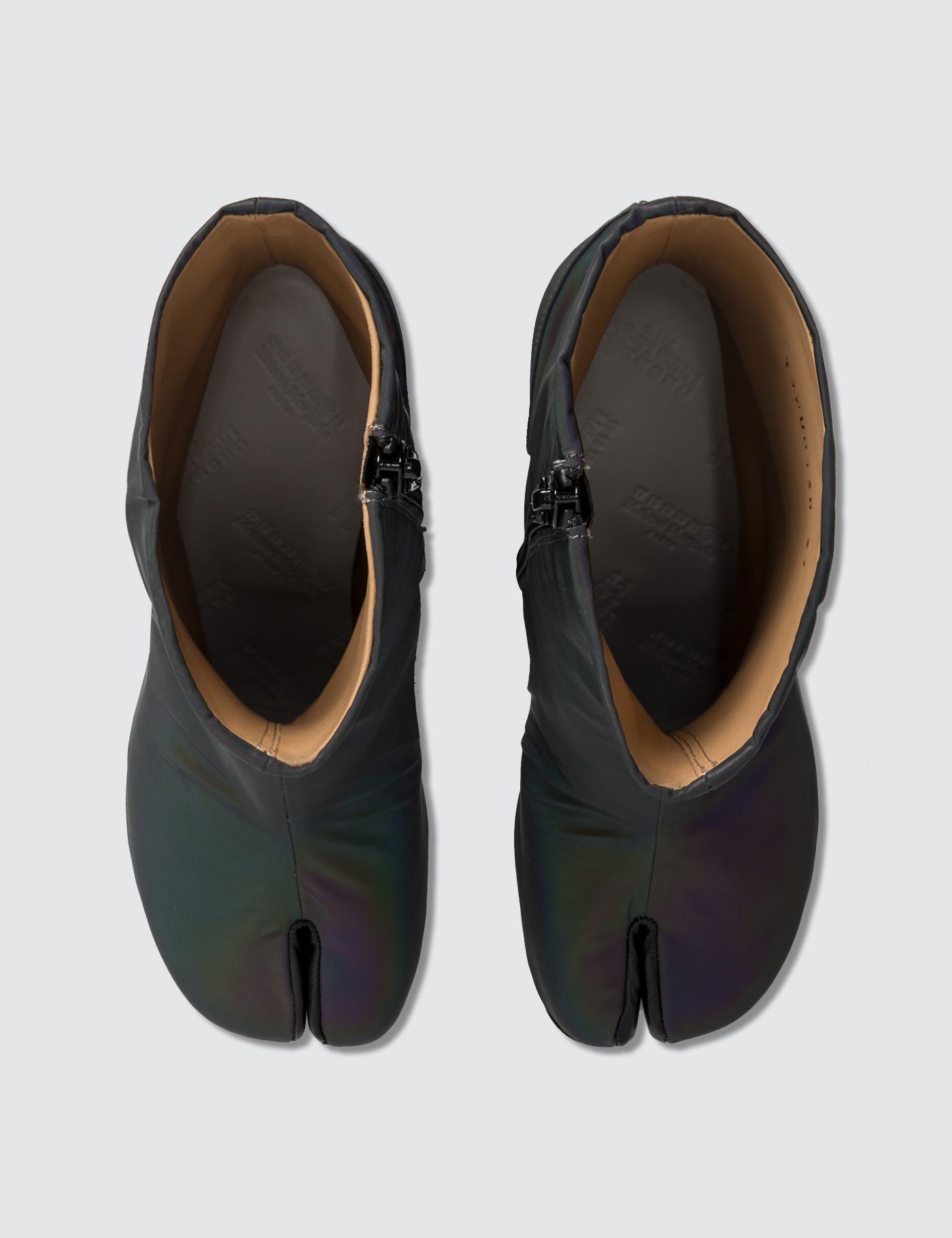 Maison Margiela Tabi Split-toe Leather Ankle Boots In Reflective Fabric
