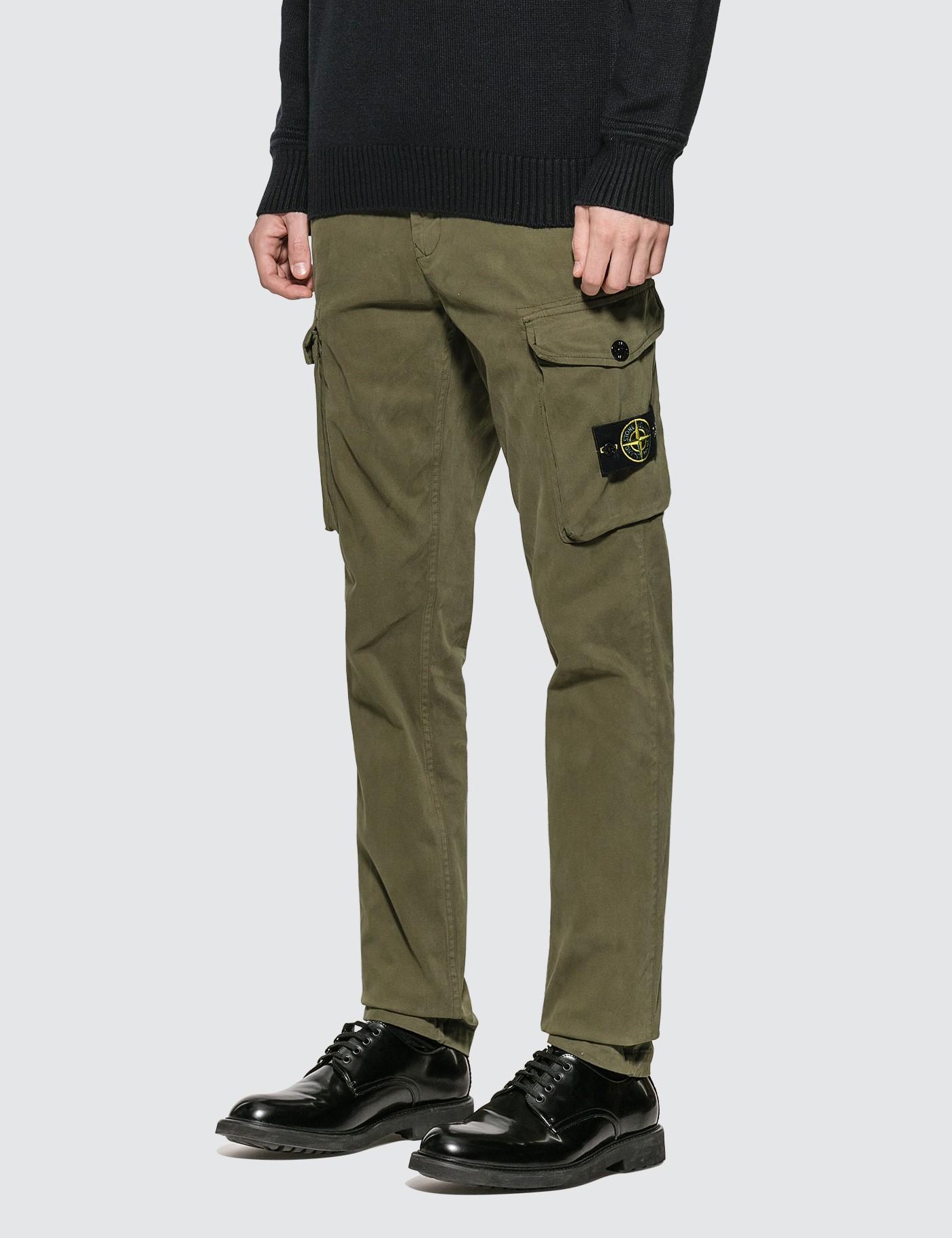 Stone Island Cotton Slim Fit Cargo Pants in Green for Men - Lyst