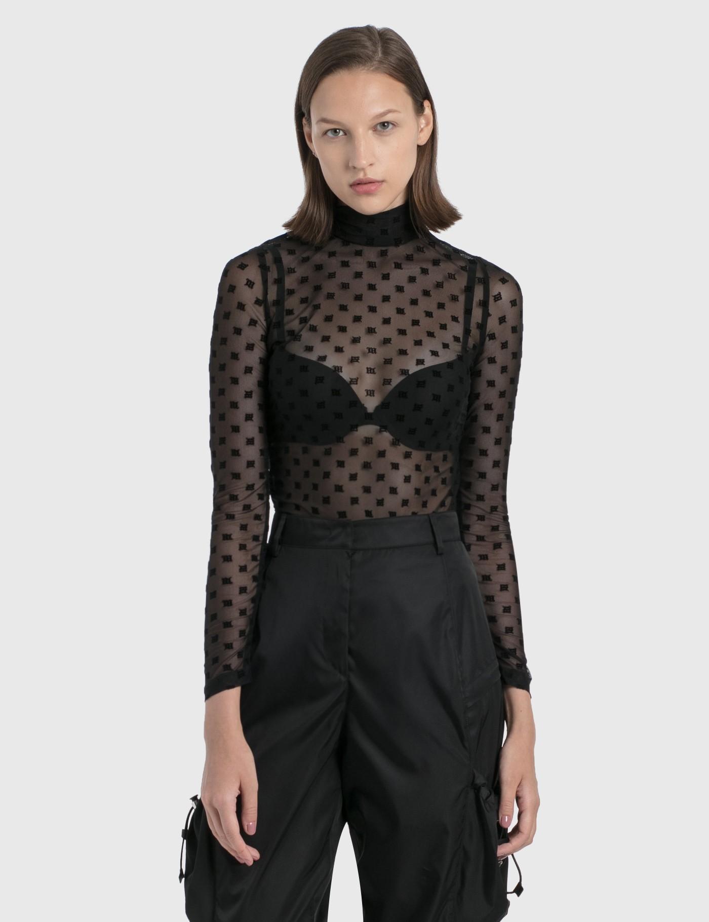 mesh turtleneck top