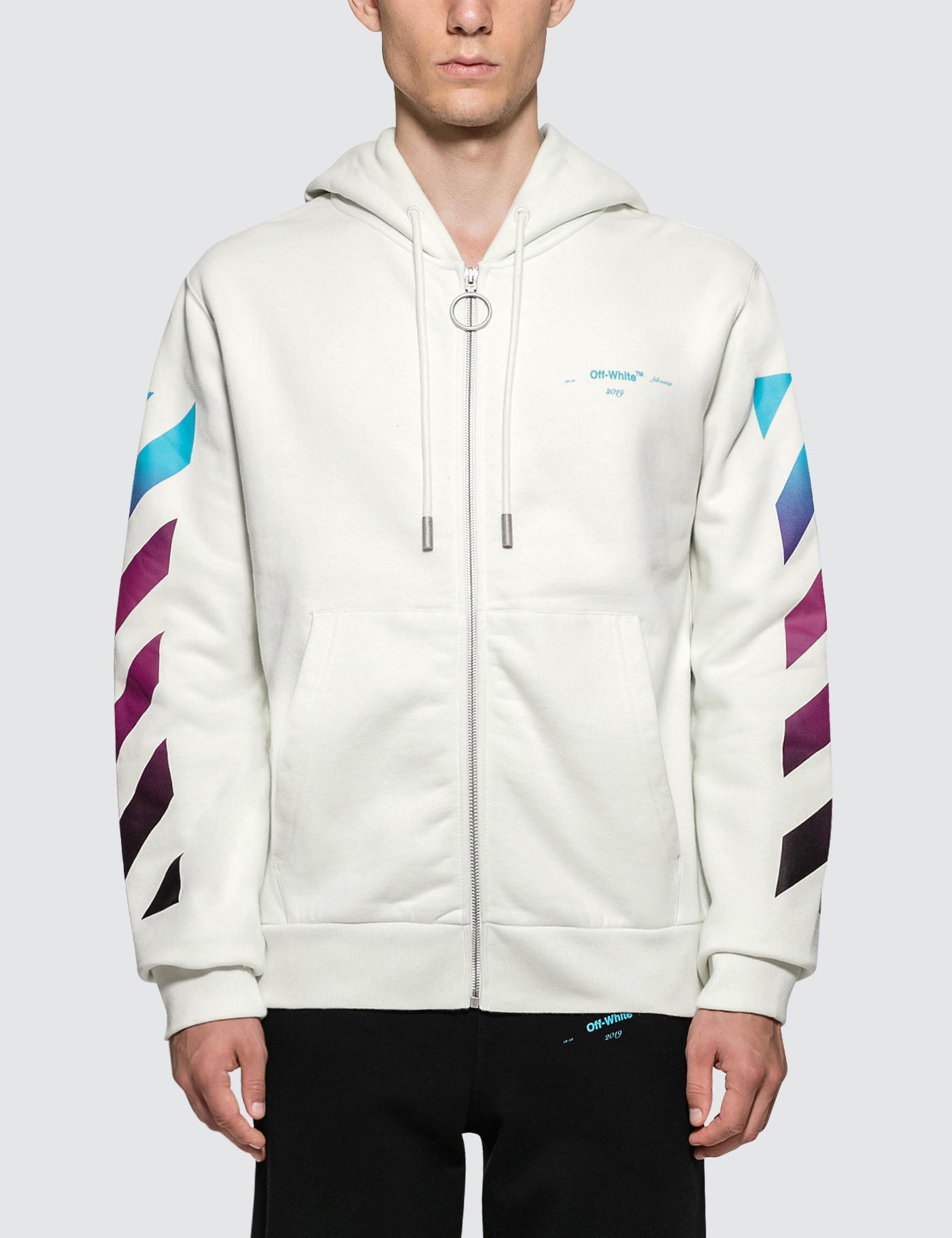 off white gradient zip up hoodie