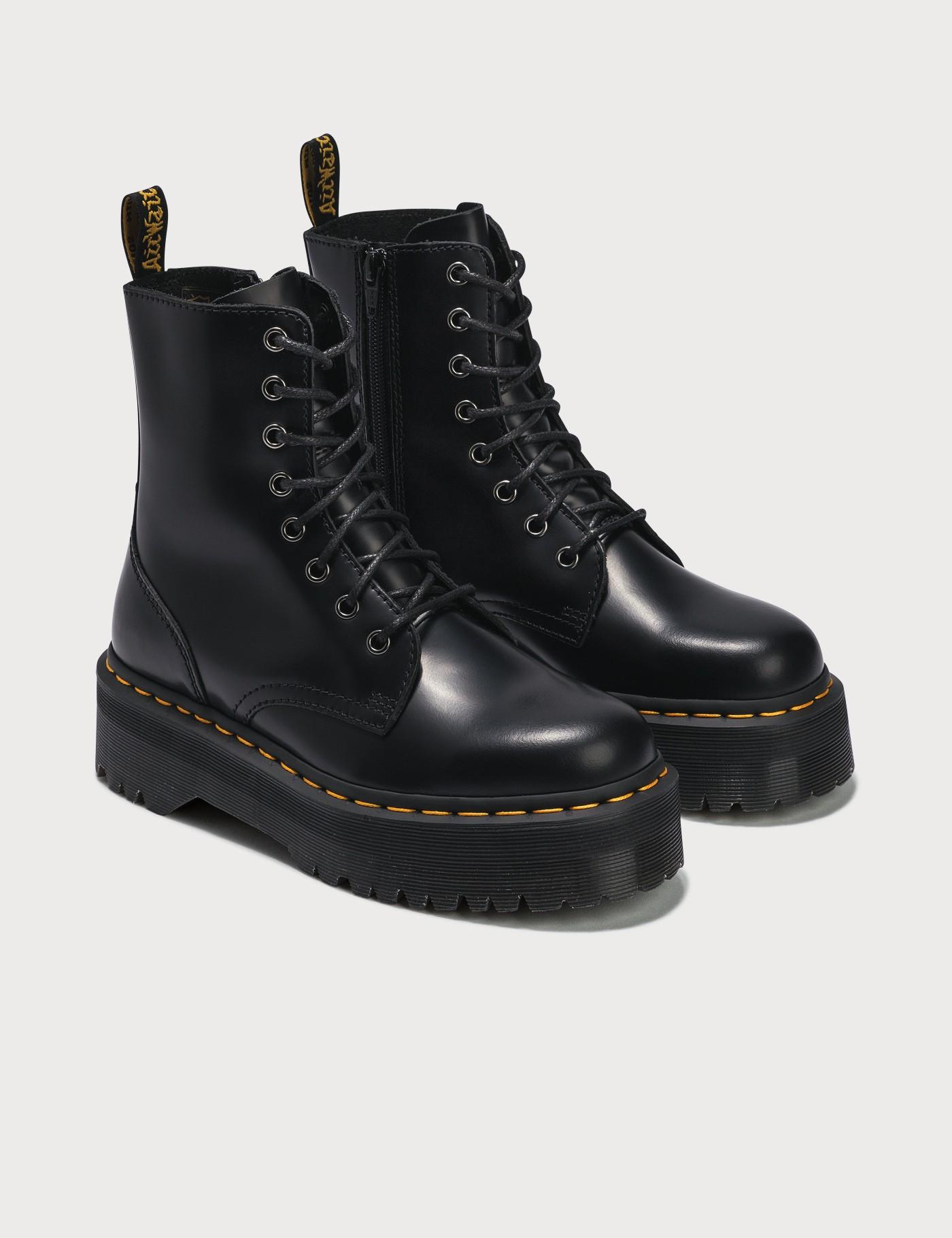 Dr. Martens Jadon Smooth Leather Platform Boots in Black - Lyst