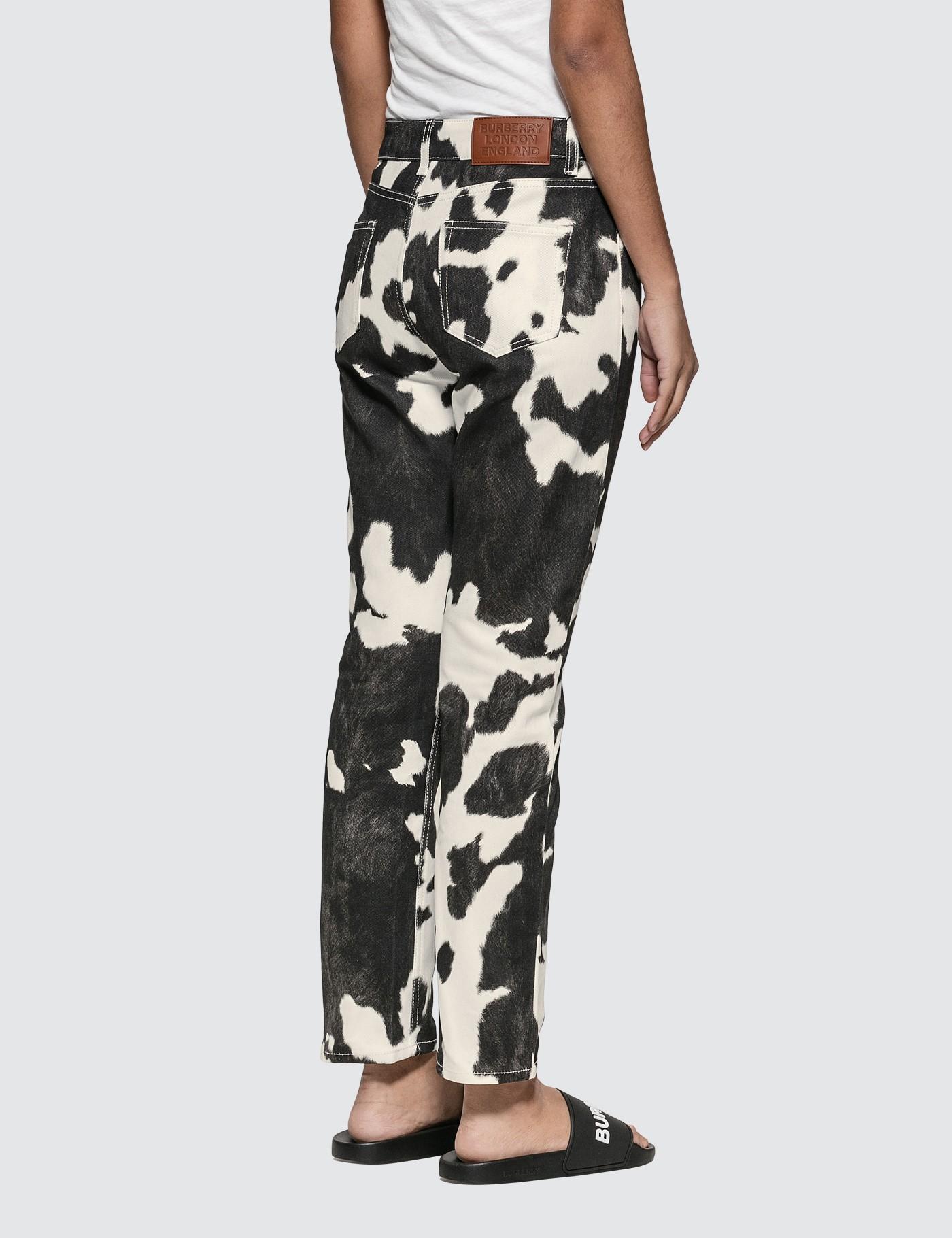 jeans with cow print