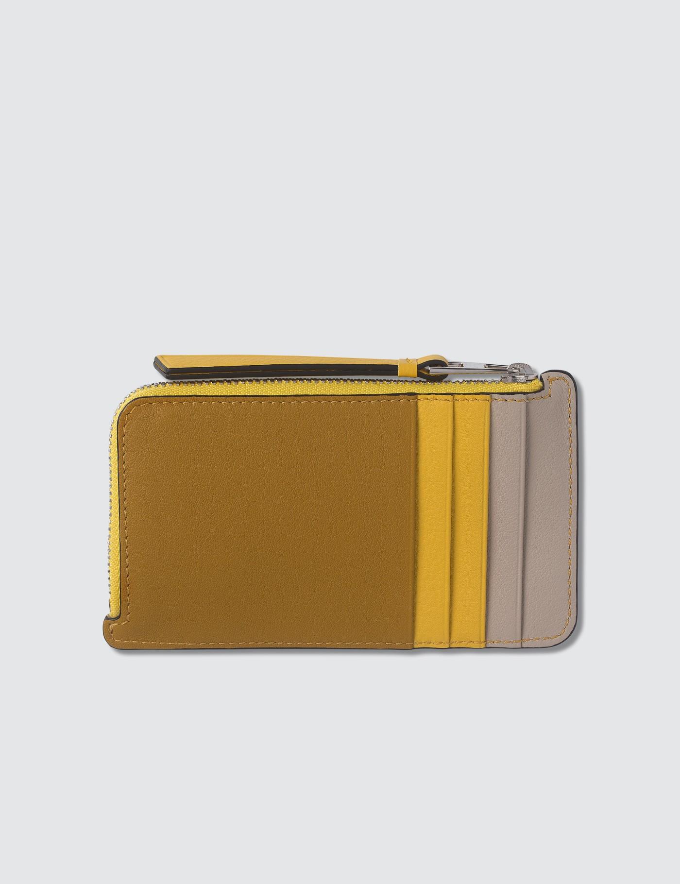 Loewe Leather Puzzle Coin Card Holder in Yellow Lyst