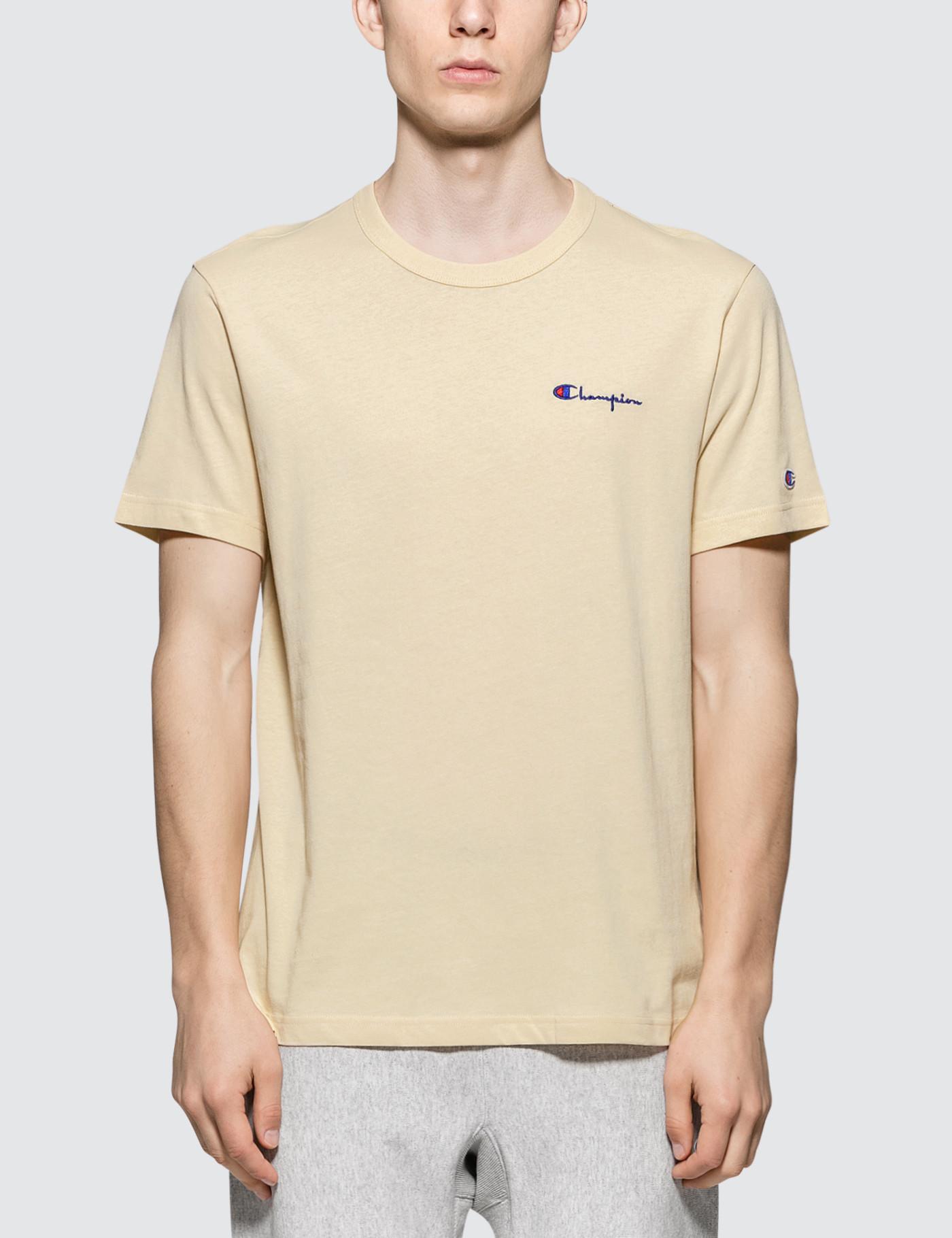 beige champion t shirt
