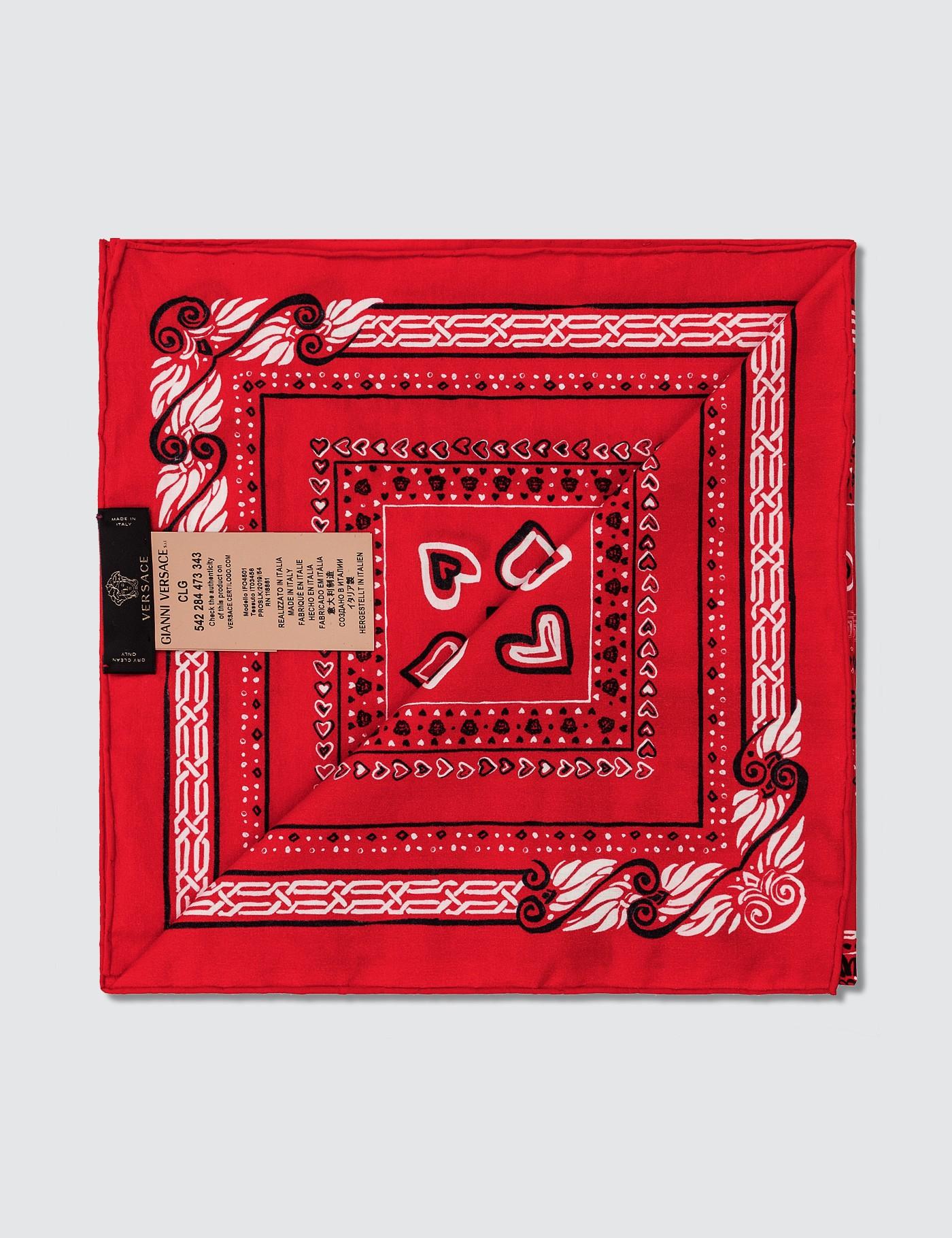 Versace Silk Heart Print Bandana Scarf in Red for Men Lyst