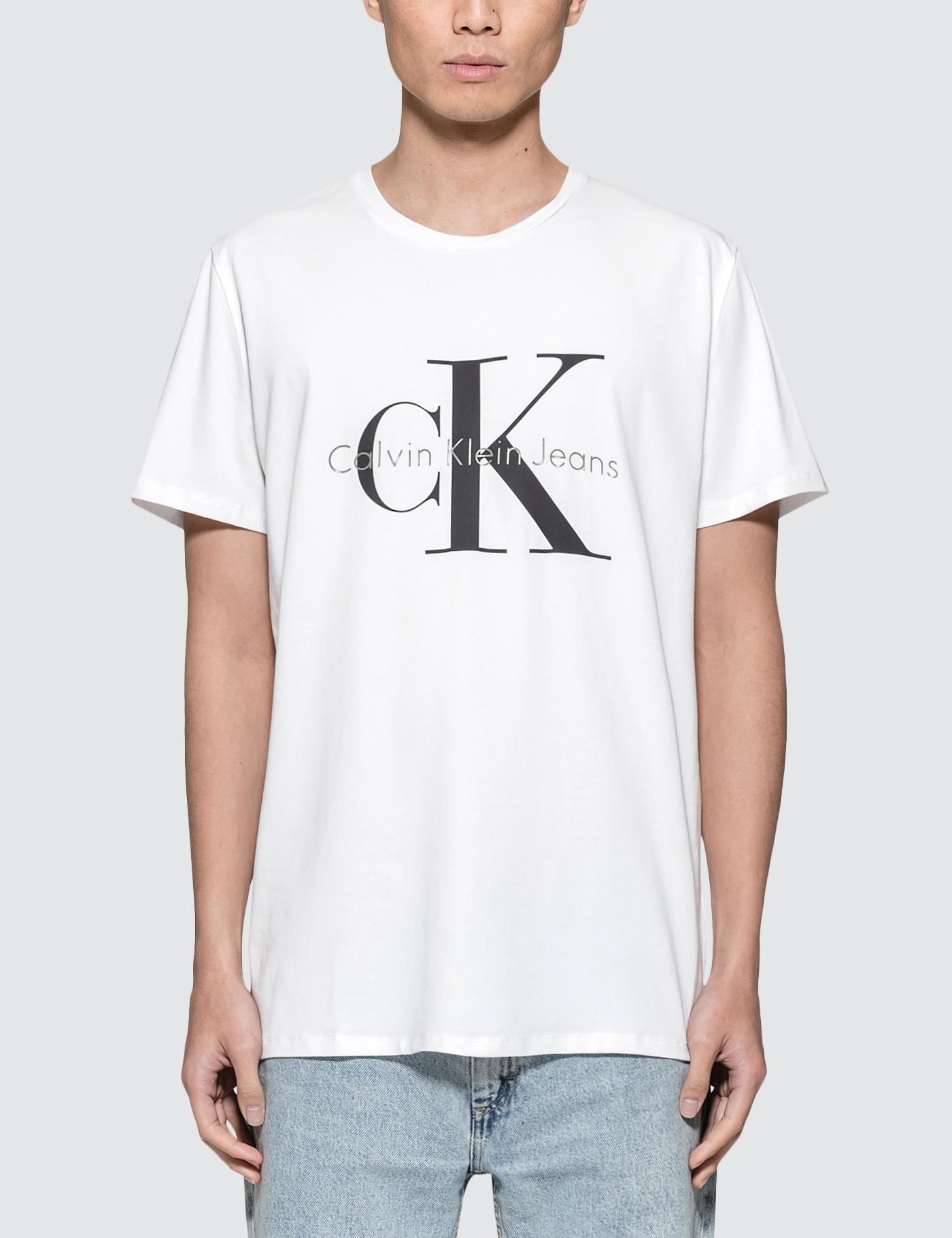 Calvin Klein White Men S T Shirt L S Crew Neck