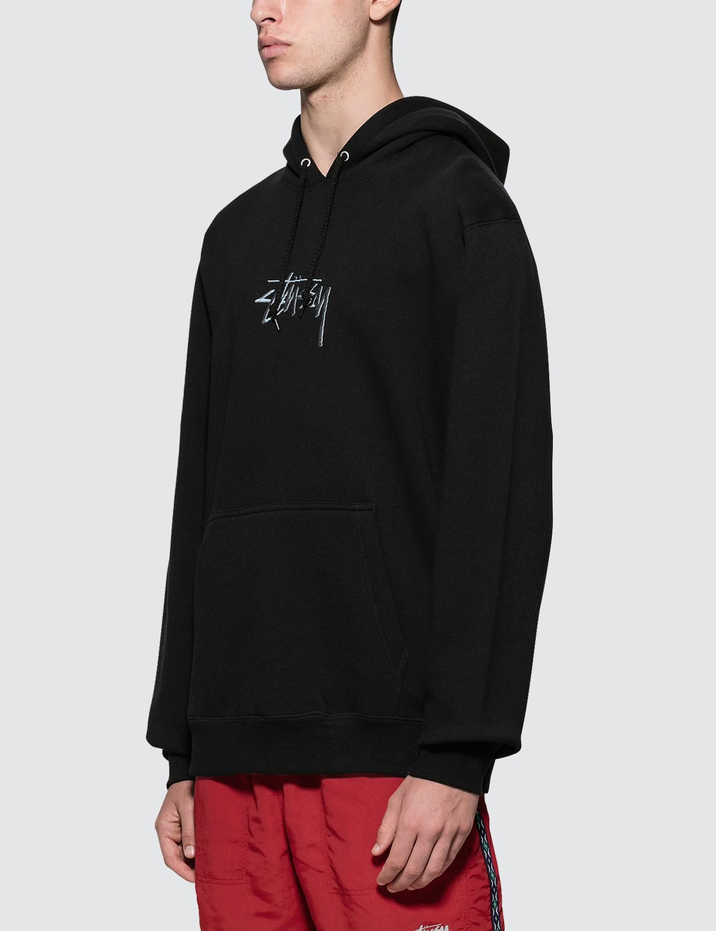 Stussy Cotton Stock Logo App. Hoodie in Black for Men - Lyst