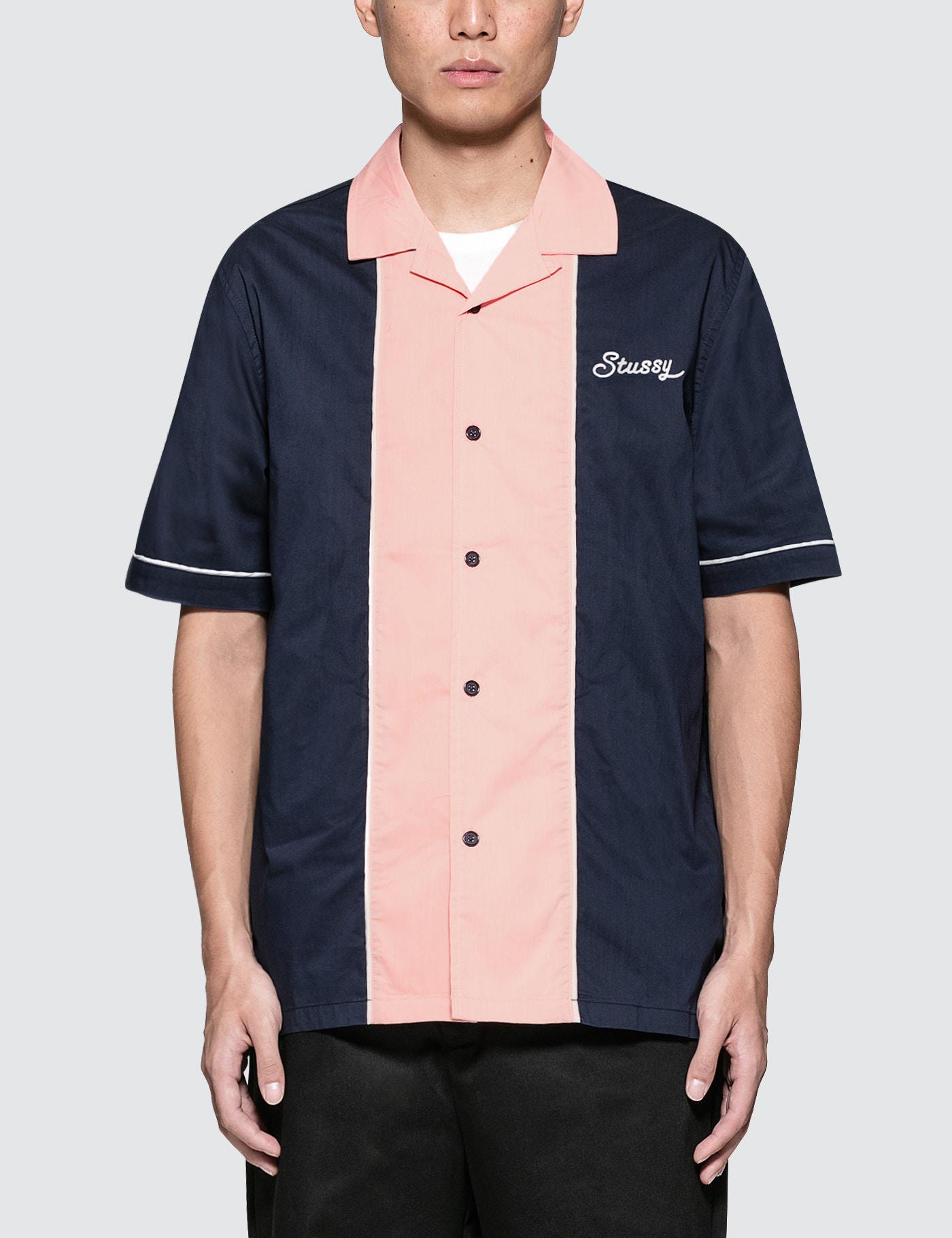 lyst stussy middle block bowling shirt in blue for lyst stussy middle block bowling shirt in blue for