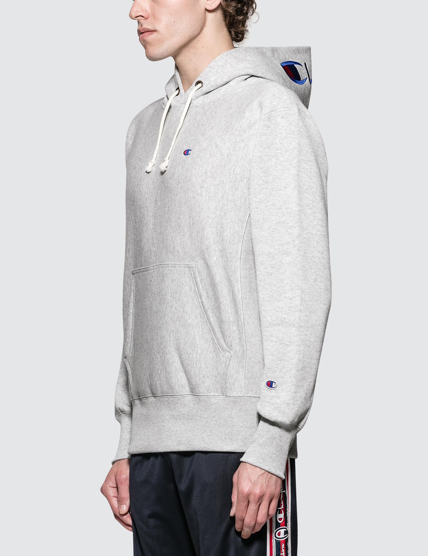 champion hoodie with logo on hood