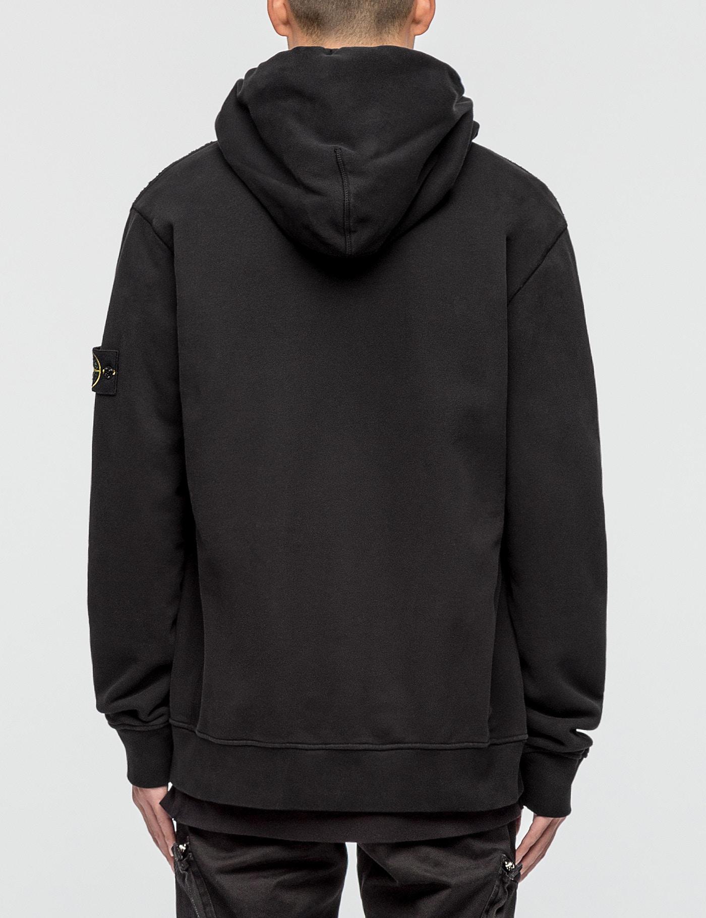 Stone Island Cotton Garment Dyed Zip Hoodie in Black for Men - Lyst