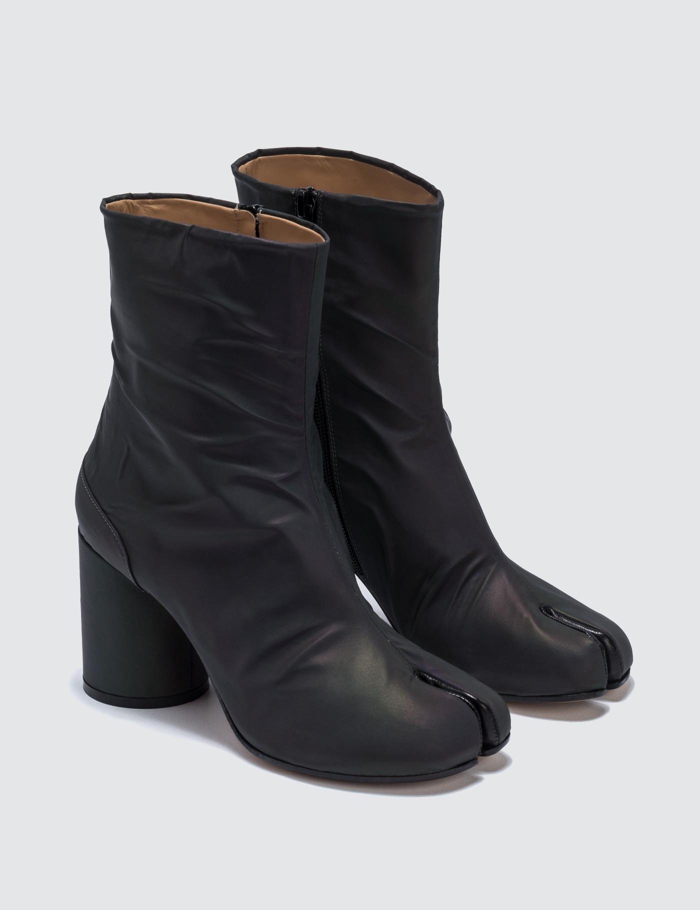 Maison Margiela Tabi Split-toe Leather Ankle Boots In Reflective Fabric