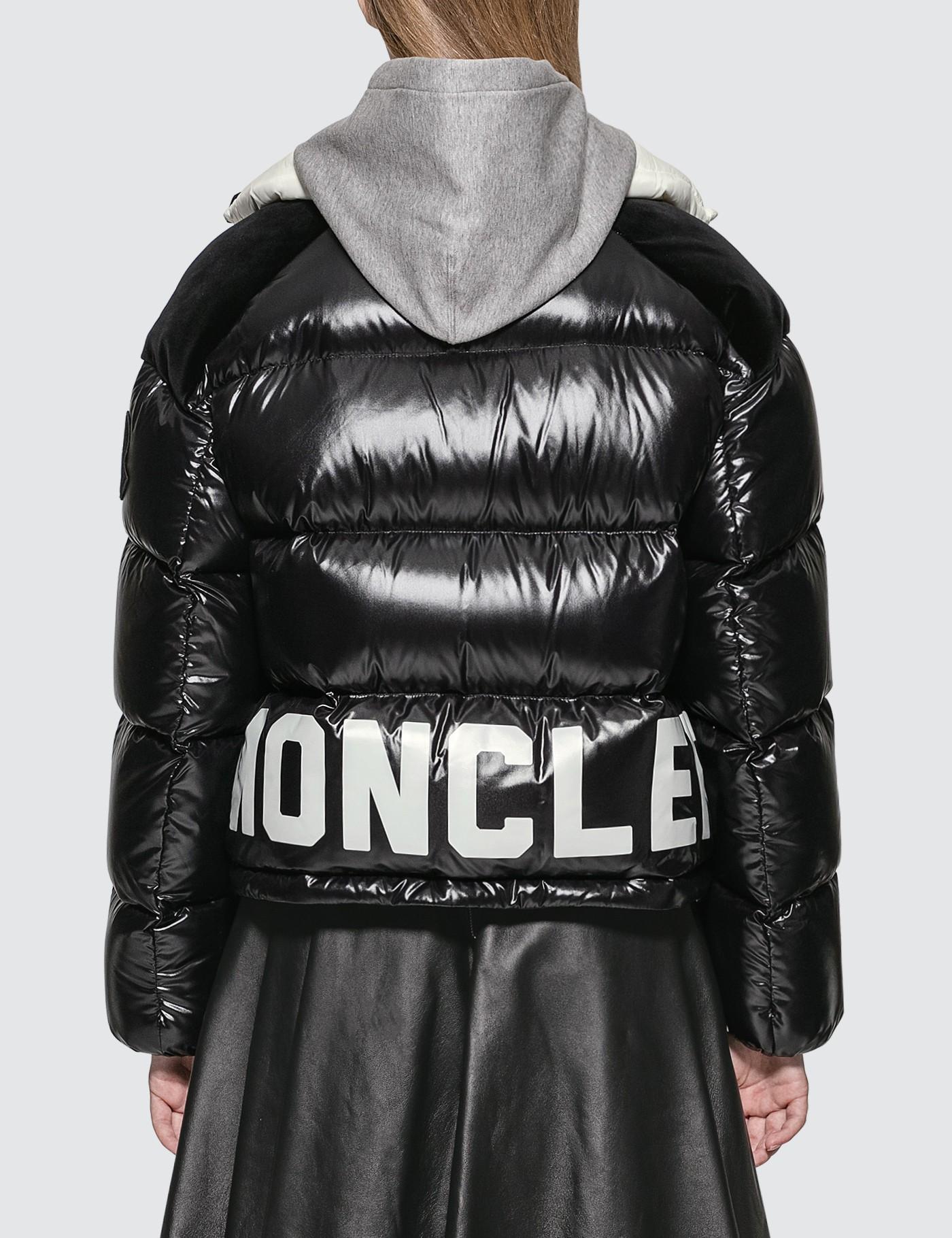 Moncler Velvet Down Jacket With White Roll Neck in Black Lyst