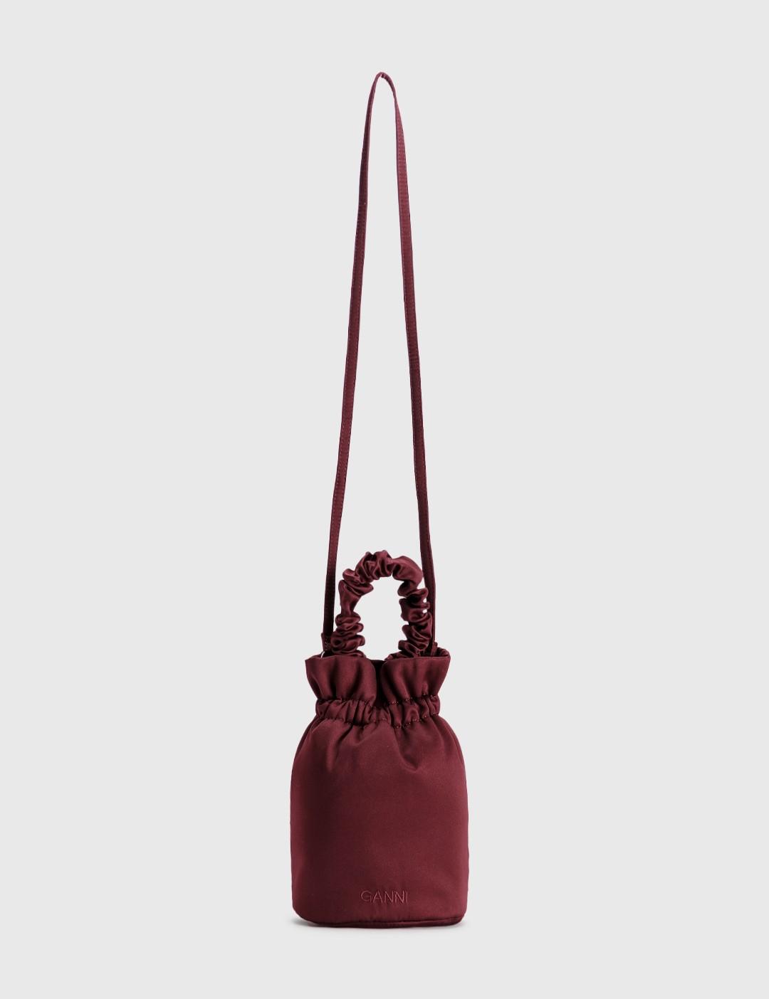 Ganni Occasion Ruched Top Handle Bag in Red | Lyst