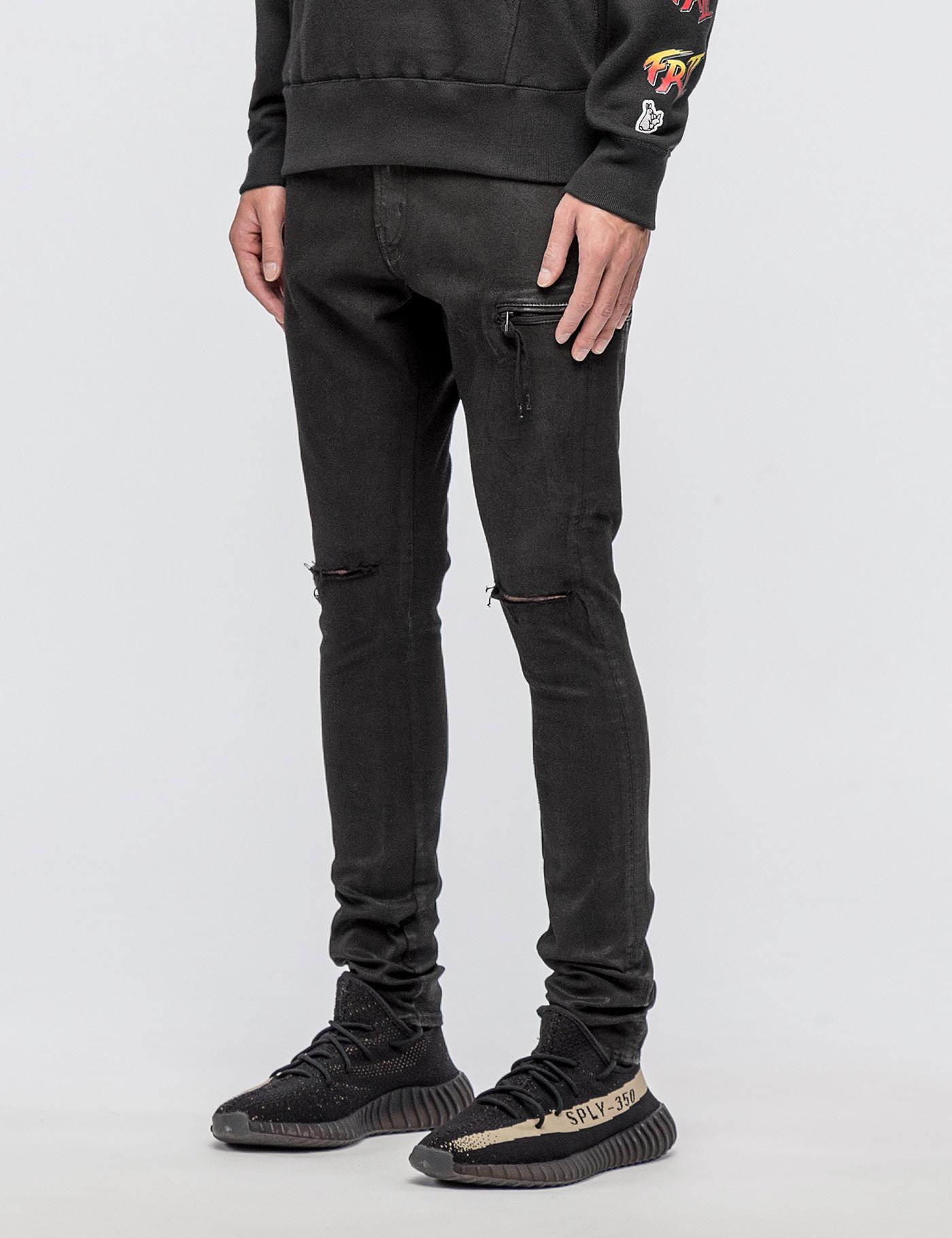 Fr2 Ripped Black Coating Hype Fit Denim Jeans For Men Lyst