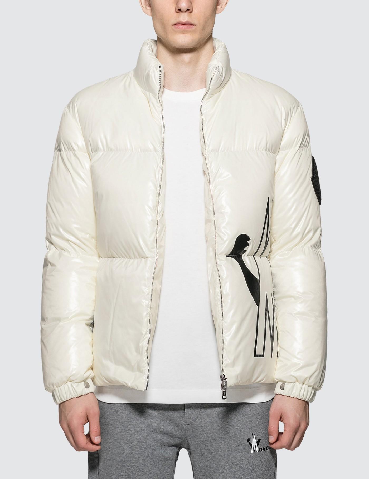 Moncler Synthetic Nylon Down Jacket With Front Logo in White for Men Lyst