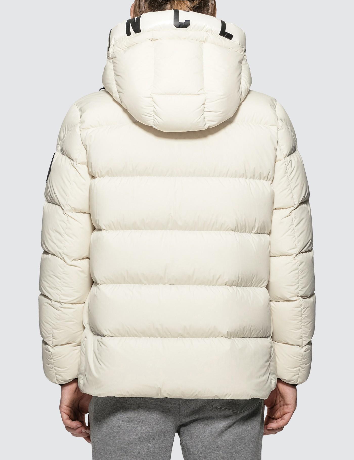 Moncler Synthetic Nylon Down Jacket With Logo Hood in White for Men Lyst