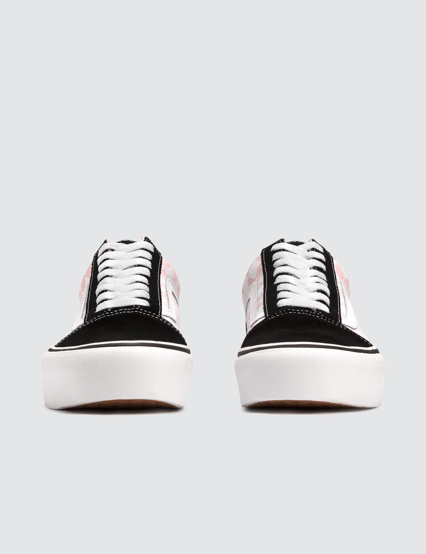 platform vans pink checkerboard