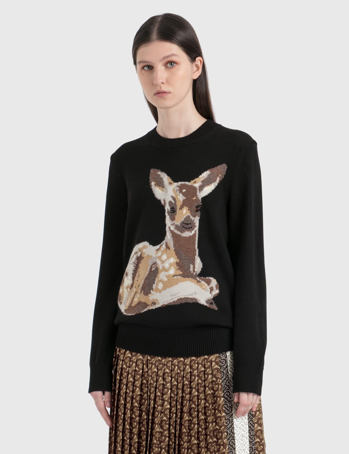 Burberry Deer Intarsia Sweater in Black - Lyst