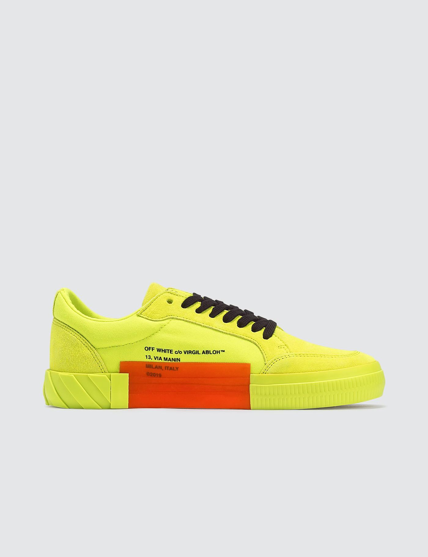 Off-White c/o Virgil Abloh Low Vulcanized Fluorescent Leather Sneakers in  Yellow for Men | Lyst UK
