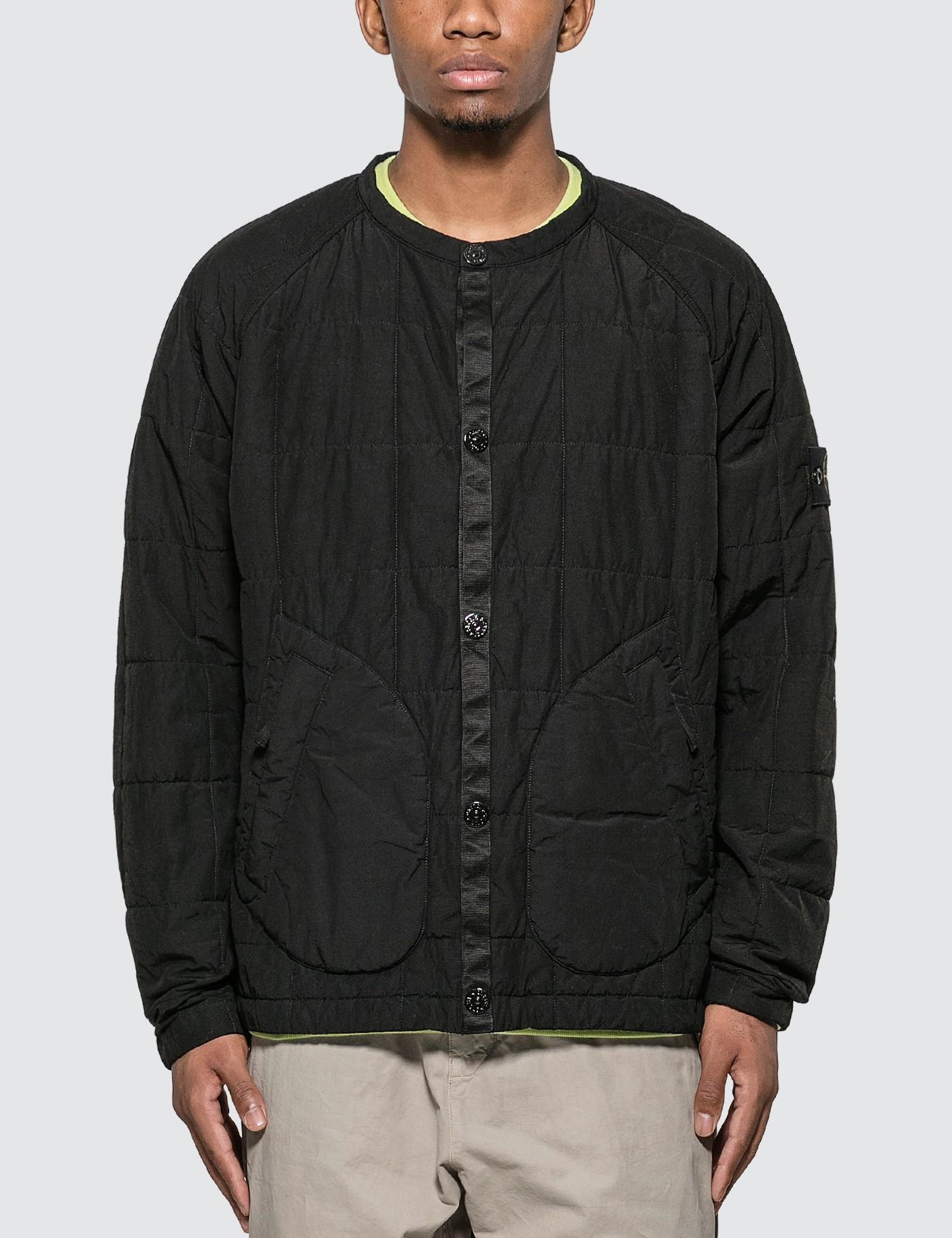 Stone Island Synthetic Naslan Light Quilted Collarless Jacket in Black ...