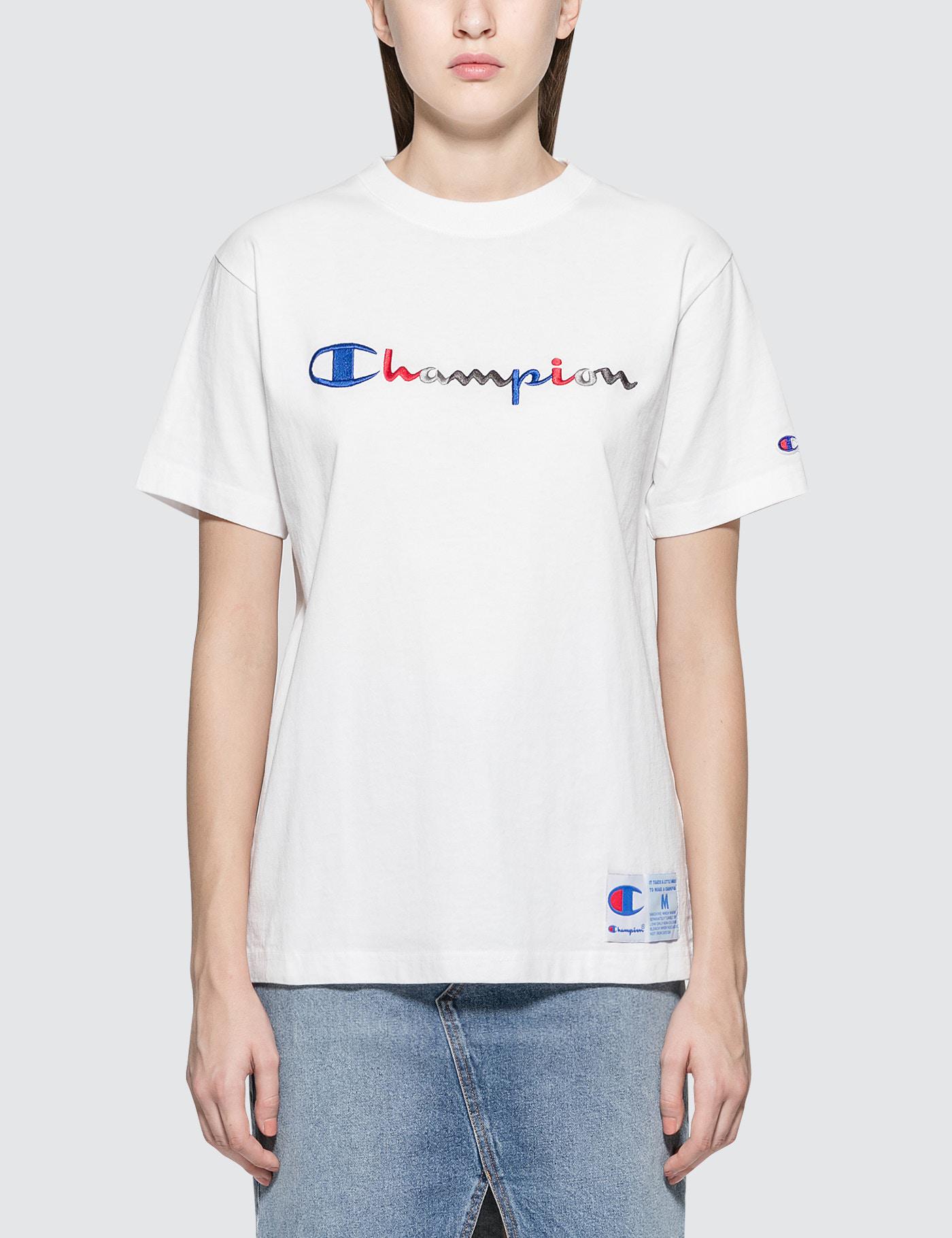 Logo White Champion T Shirt - Ghana tips