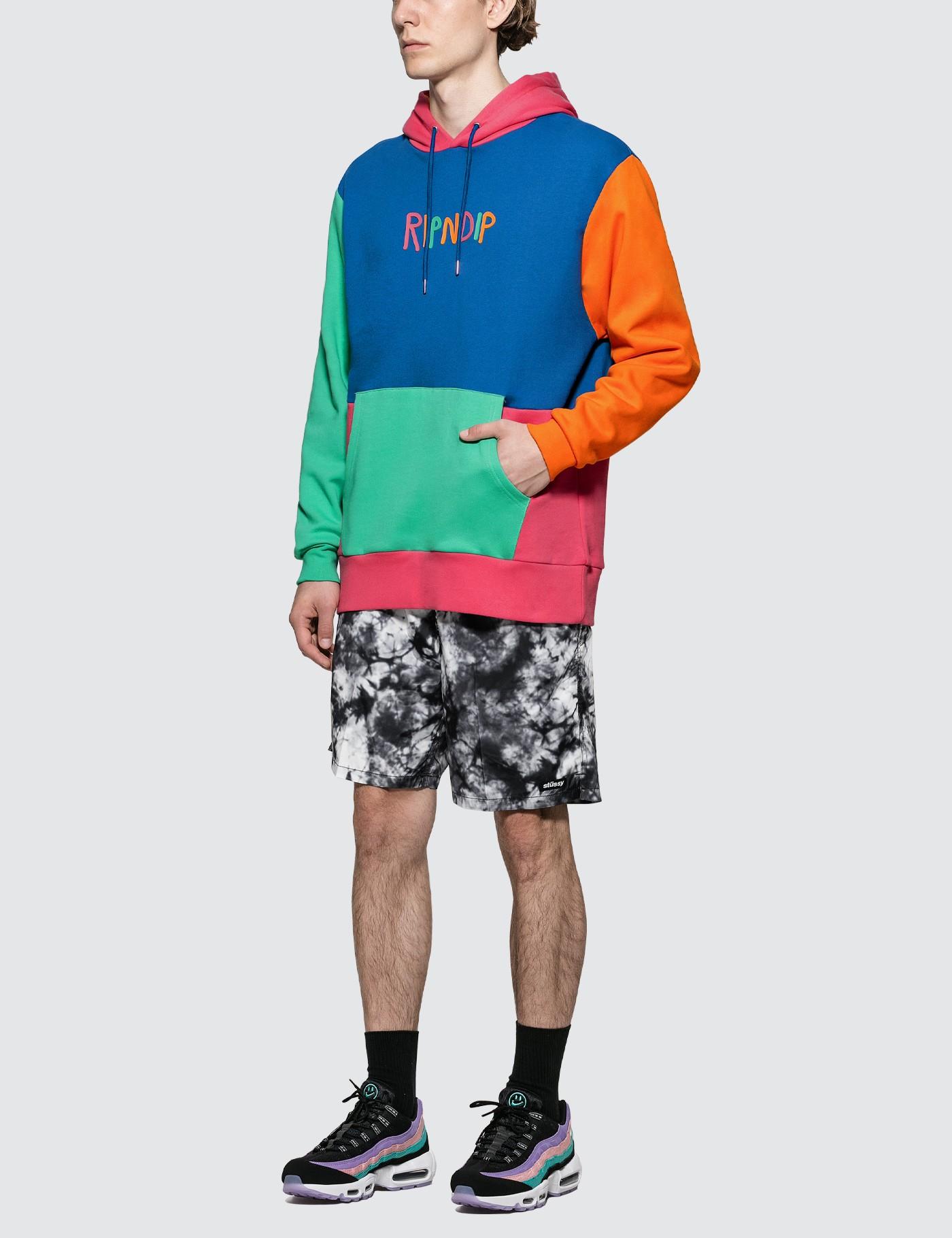 color block multi panel hoodie