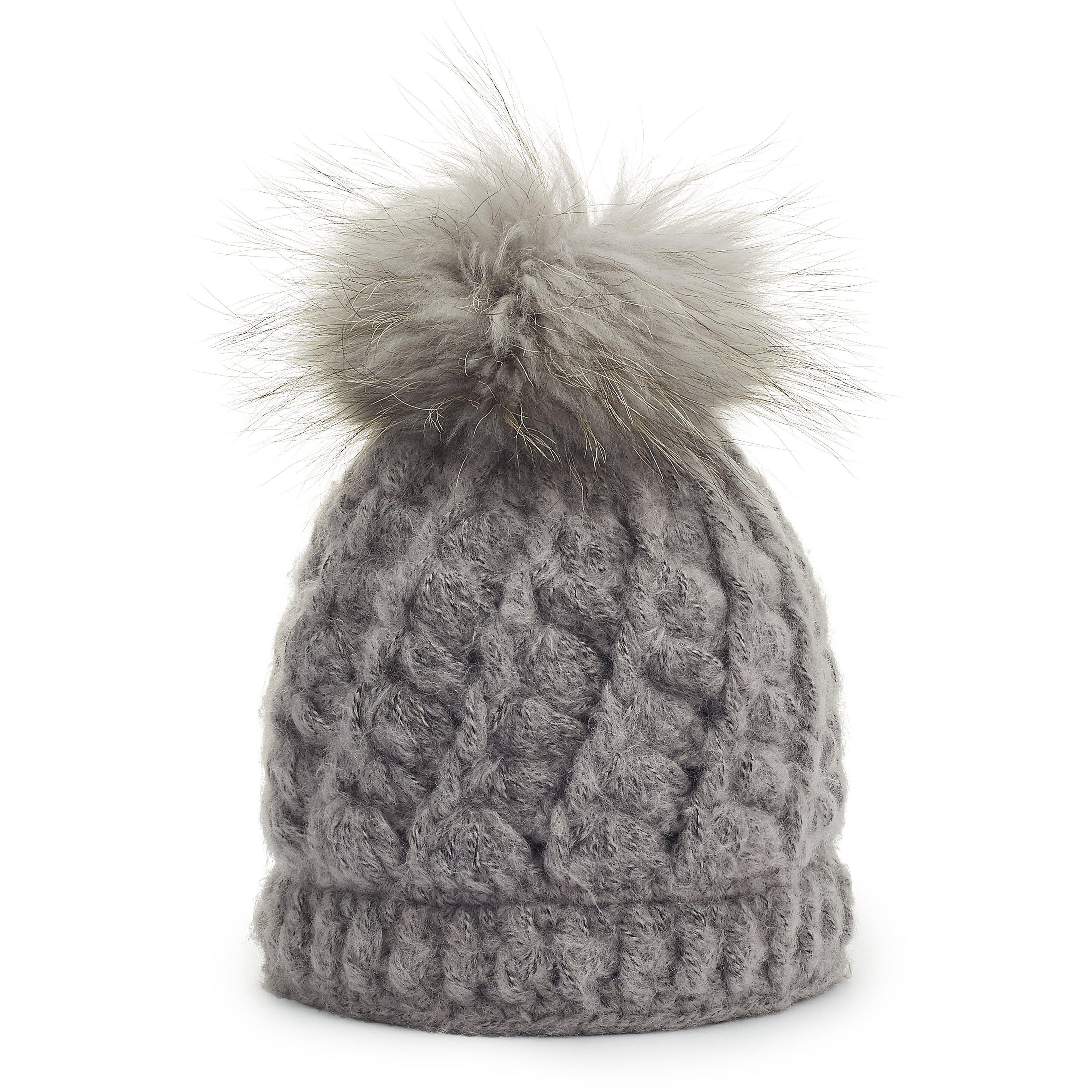 grey wool bobble hat