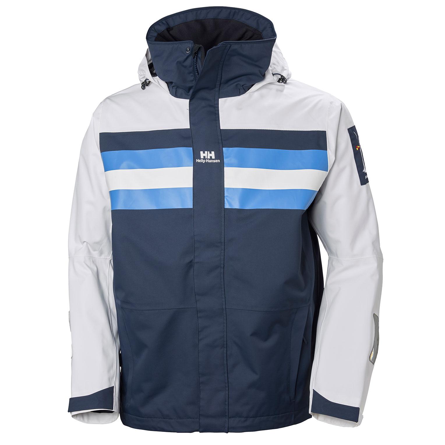 helly hansen blue and white jacket