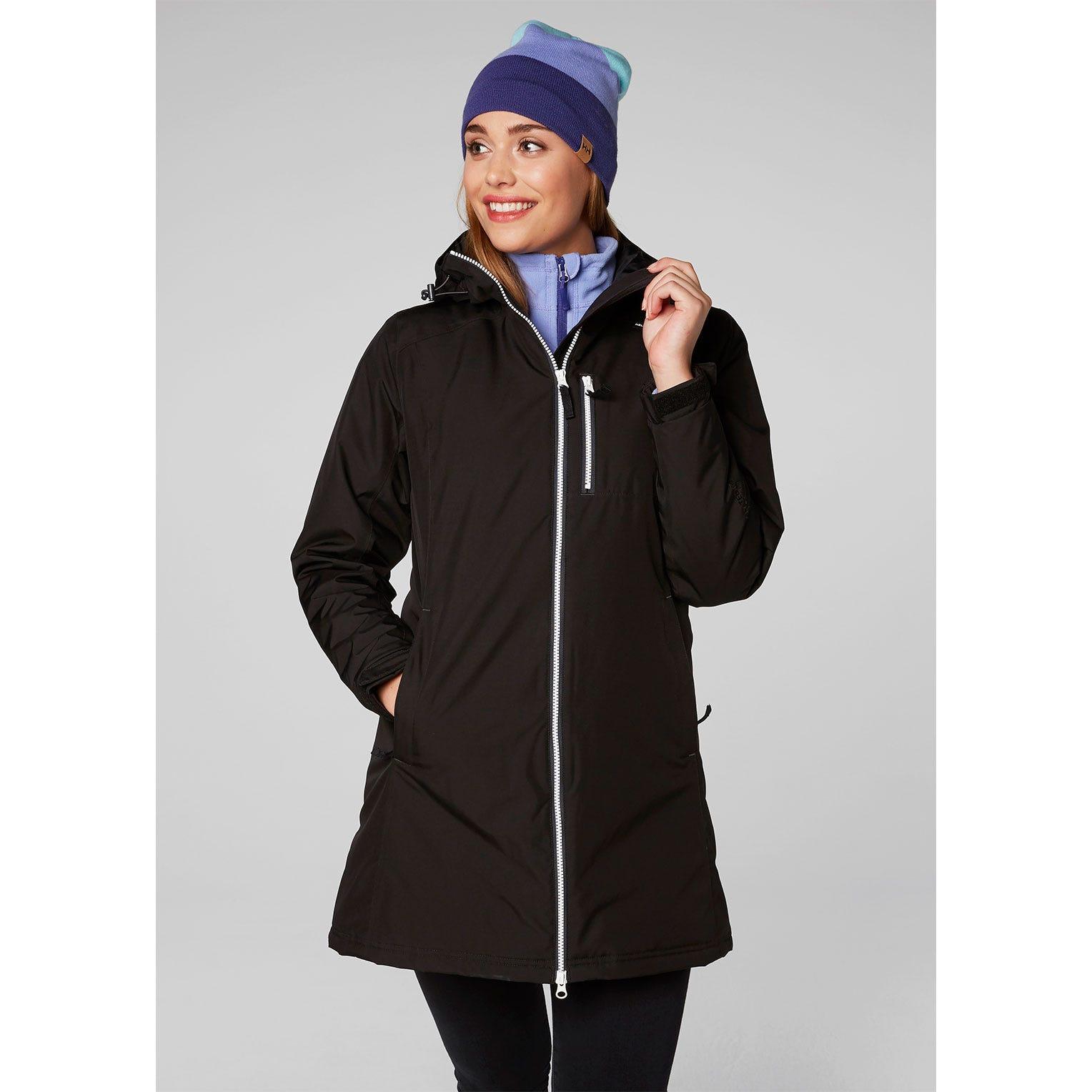 Veste Longue Helly Hansen Belfast Femme - Imperméable, Coupe Sport, Capuche, Poches Zippées, Taille S Noir