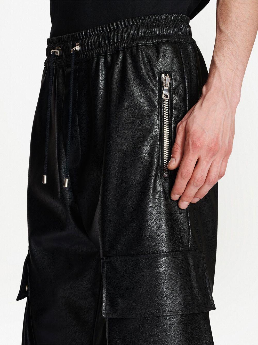 Vegan Leather Cargo Trousers in Black for Men | Lyst