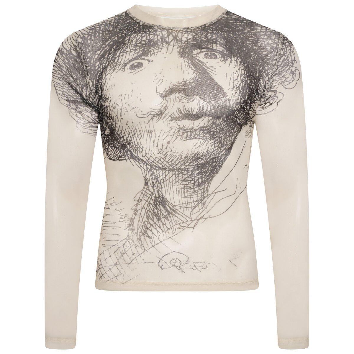 finger forholdet røre ved JW Anderson Rembrandt Tulle Long-sleeved T-shirt In Off White in Gray | Lyst