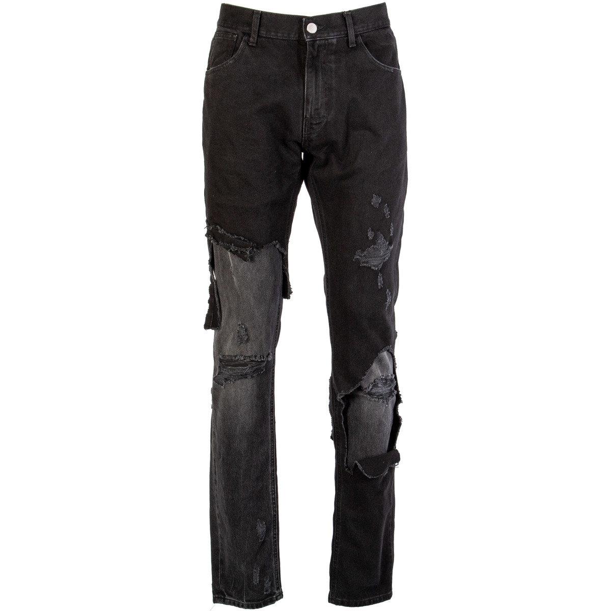 Raf Simons Denim Distressed Double Layered Slim Jeans in Black for Men ...